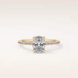 0.93 CT Oval Shaped Hidden Halo & Pave Moissanite Engagement Ring