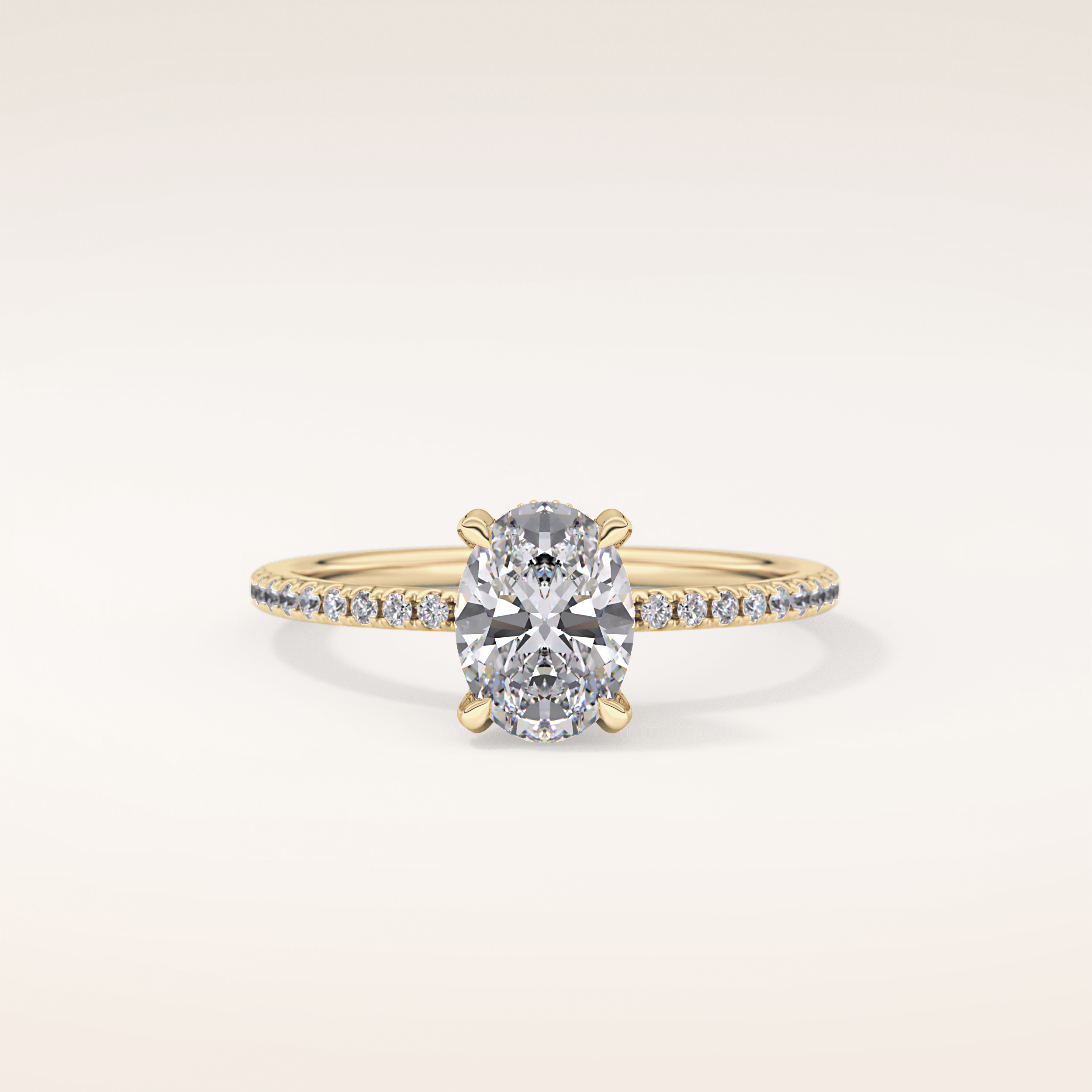 0.93 CT Oval Shaped Hidden Halo & Pave Moissanite Engagement Ring