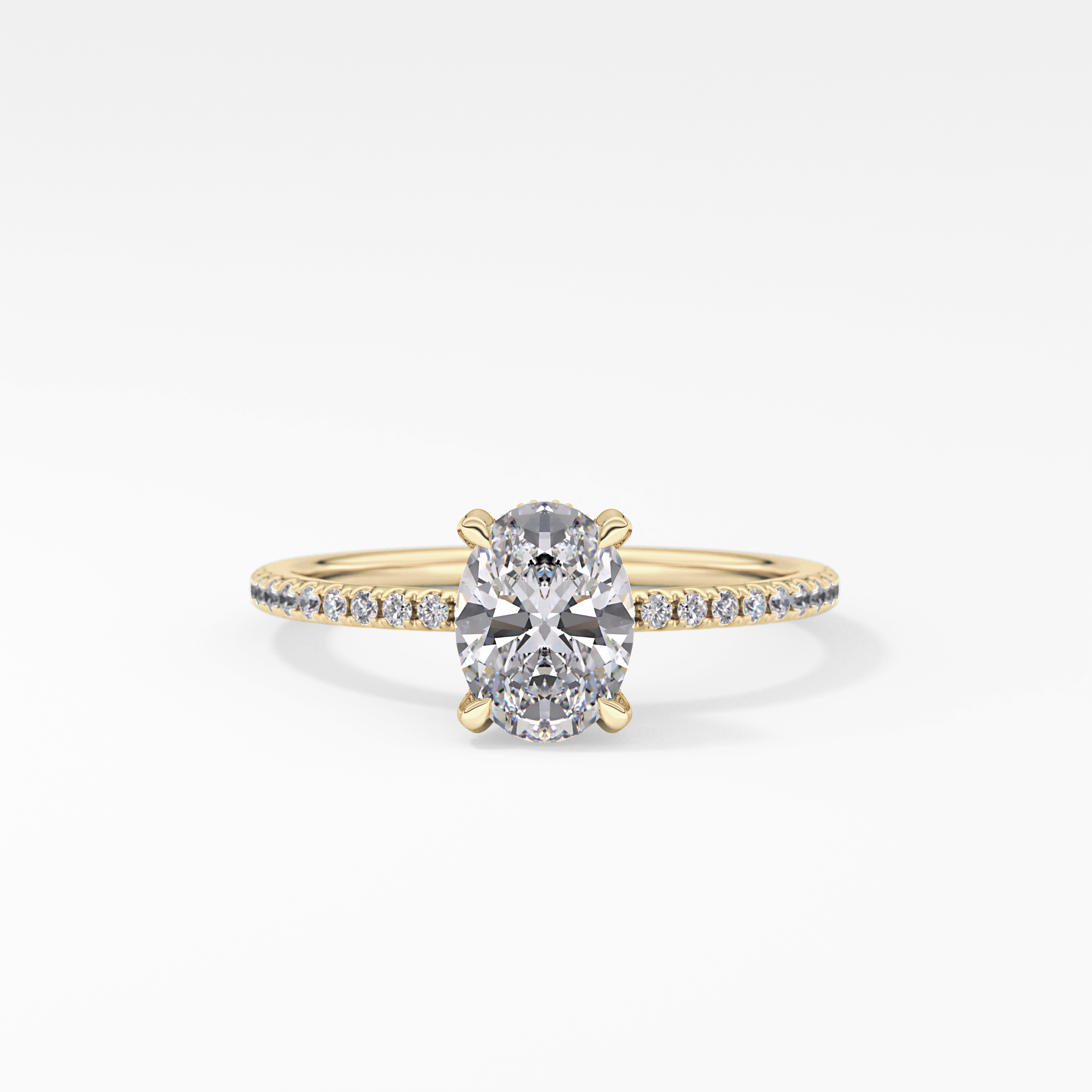 Oval Hidden Halo & Pave Lab Grown Diamond Engagement Ring