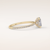0.93 CT Oval Shaped Hidden Halo & Pave Moissanite Engagement Ring