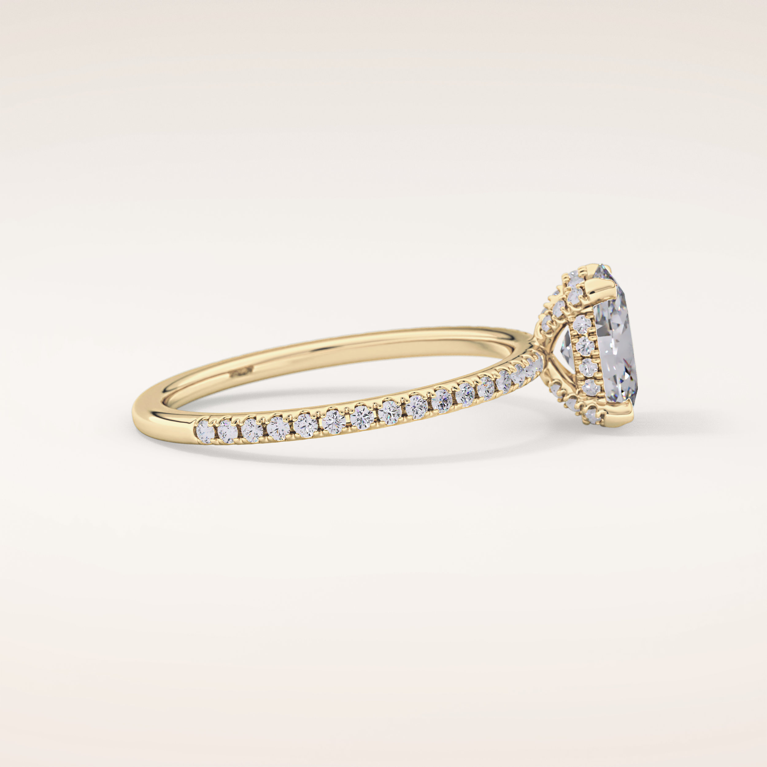 0.93 CT Oval Shaped Hidden Halo & Pave Moissanite Engagement Ring