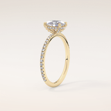 0.93 CT Oval Shaped Hidden Halo & Pave Moissanite Engagement Ring