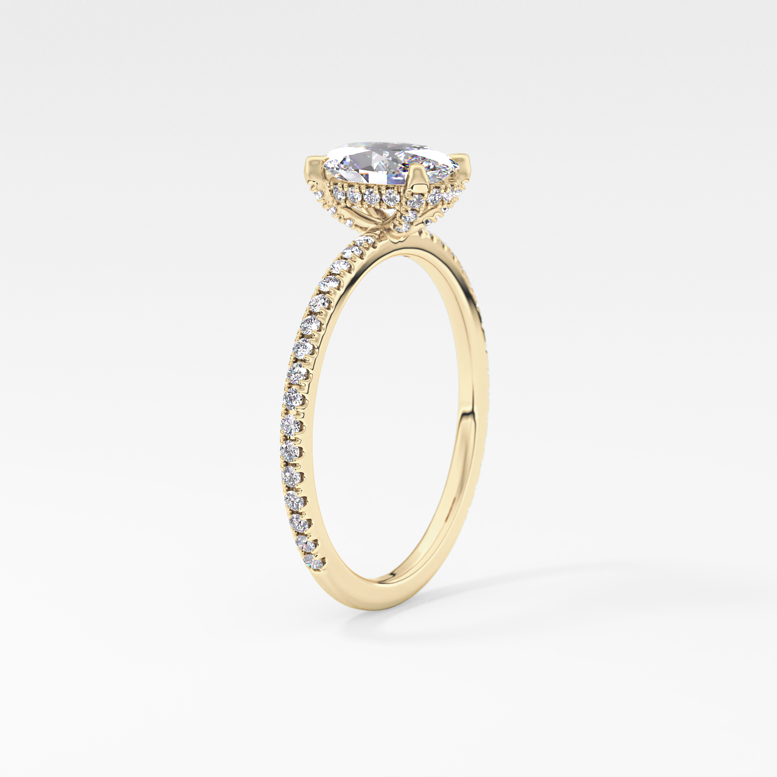 Oval Hidden Halo & Pave Lab Grown Diamond Engagement Ring