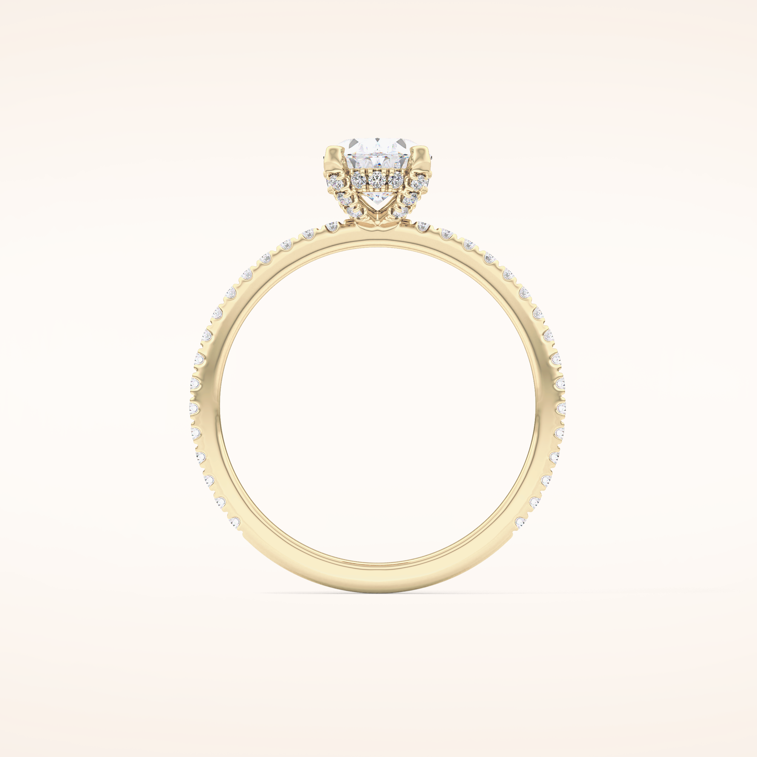 0.93 CT Oval Shaped Hidden Halo & Pave Moissanite Engagement Ring