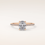 0.93 CT Oval Shaped Hidden Halo & Pave Moissanite Engagement Ring