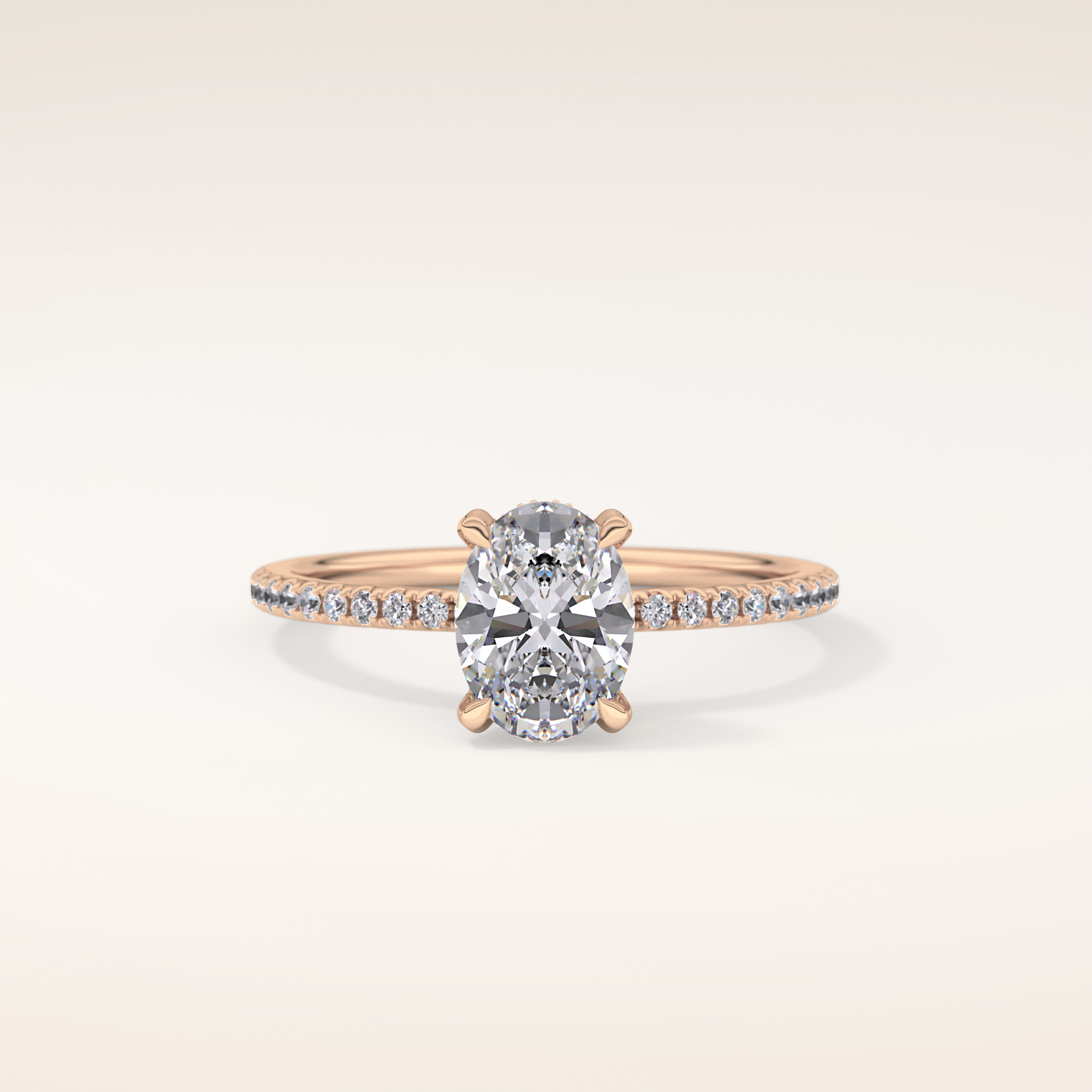 0.93 CT Oval Shaped Hidden Halo & Pave Moissanite Engagement Ring