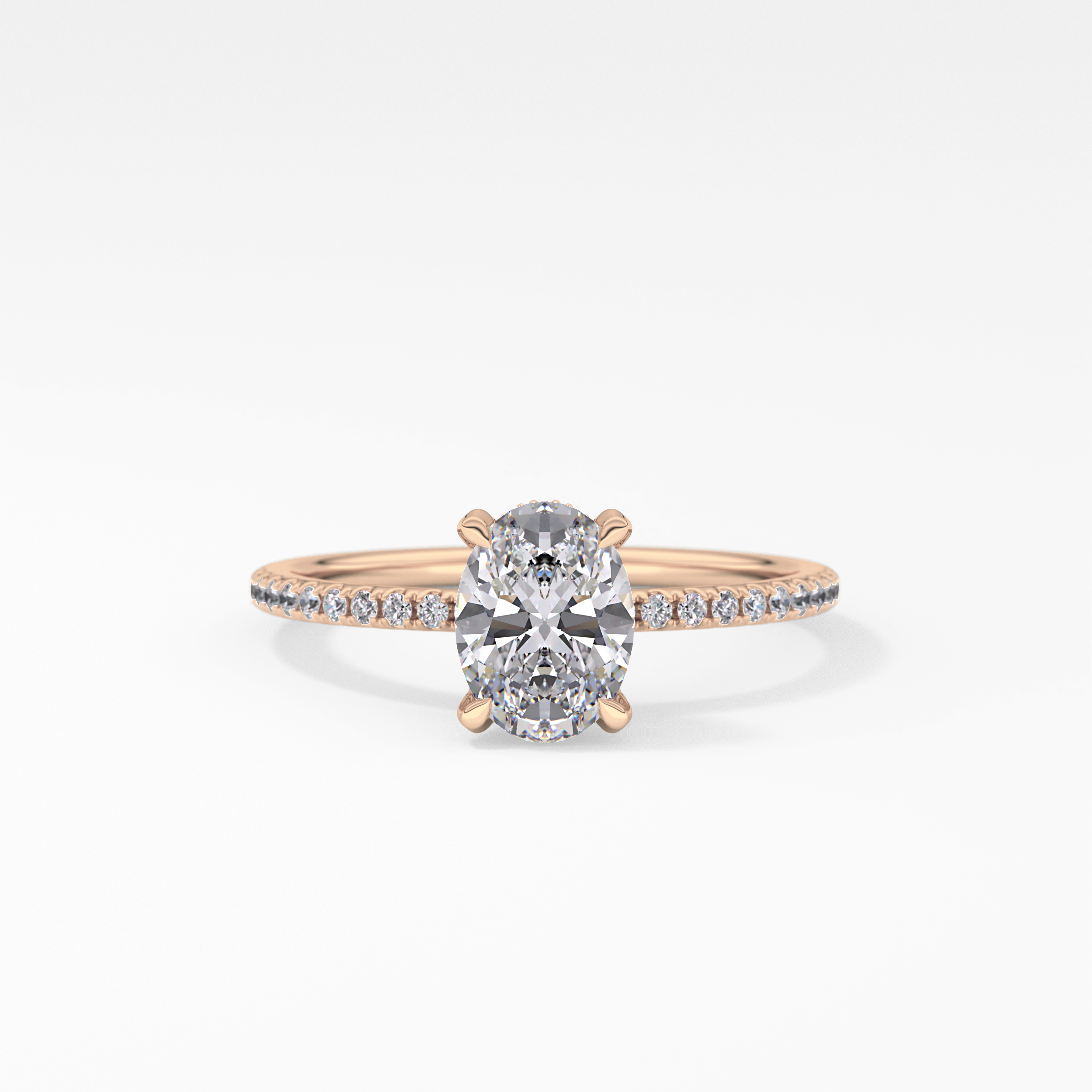 Oval Hidden Halo & Pave Lab Grown Diamond Engagement Ring