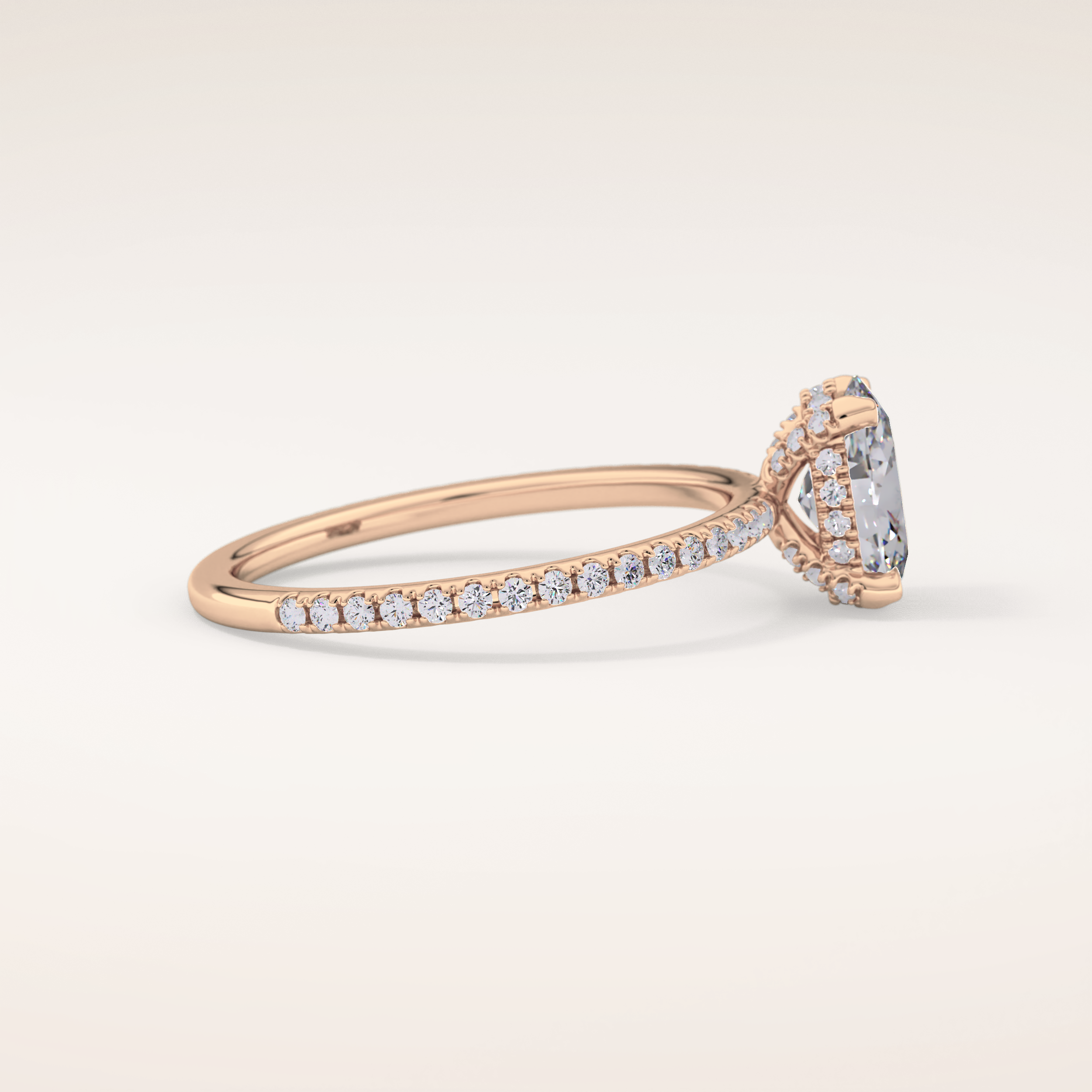 0.93 CT Oval Shaped Hidden Halo & Pave Moissanite Engagement Ring