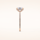 0.93 CT Oval Shaped Hidden Halo & Pave Moissanite Engagement Ring