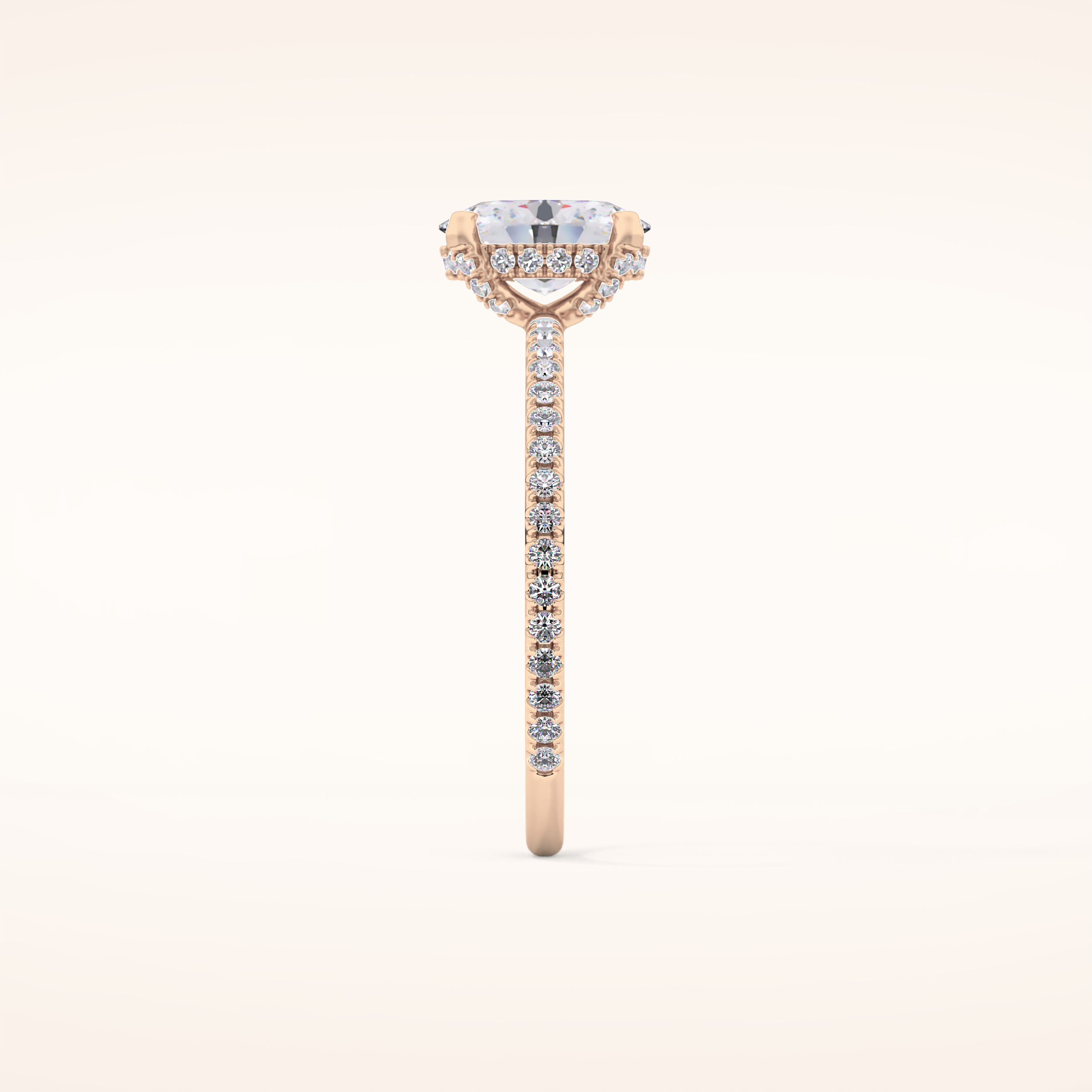 0.93 CT Oval Shaped Hidden Halo & Pave Moissanite Engagement Ring