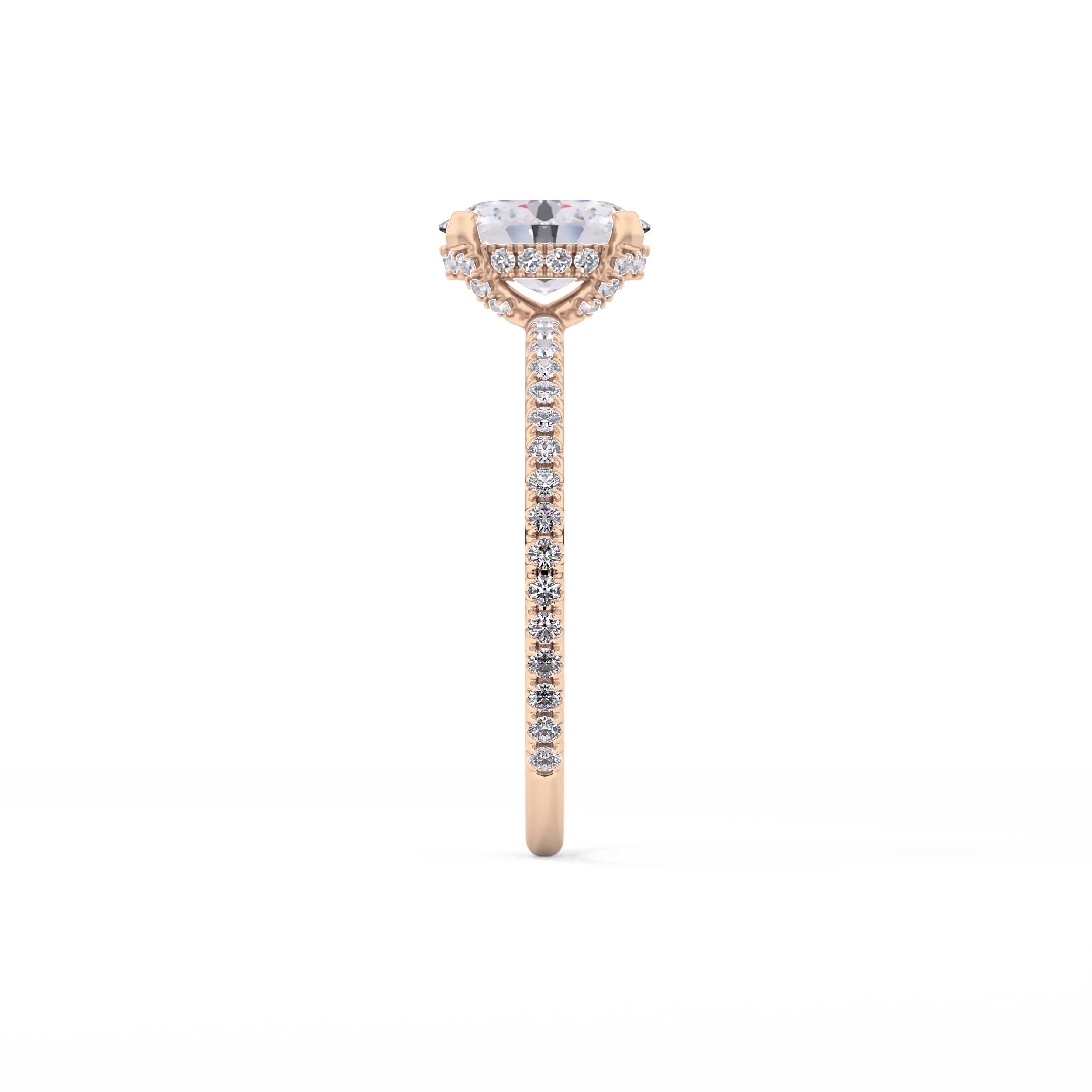 Oval Hidden Halo & Pave Lab Grown Diamond Engagement Ring