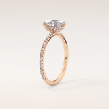 0.93 CT Oval Shaped Hidden Halo & Pave Moissanite Engagement Ring