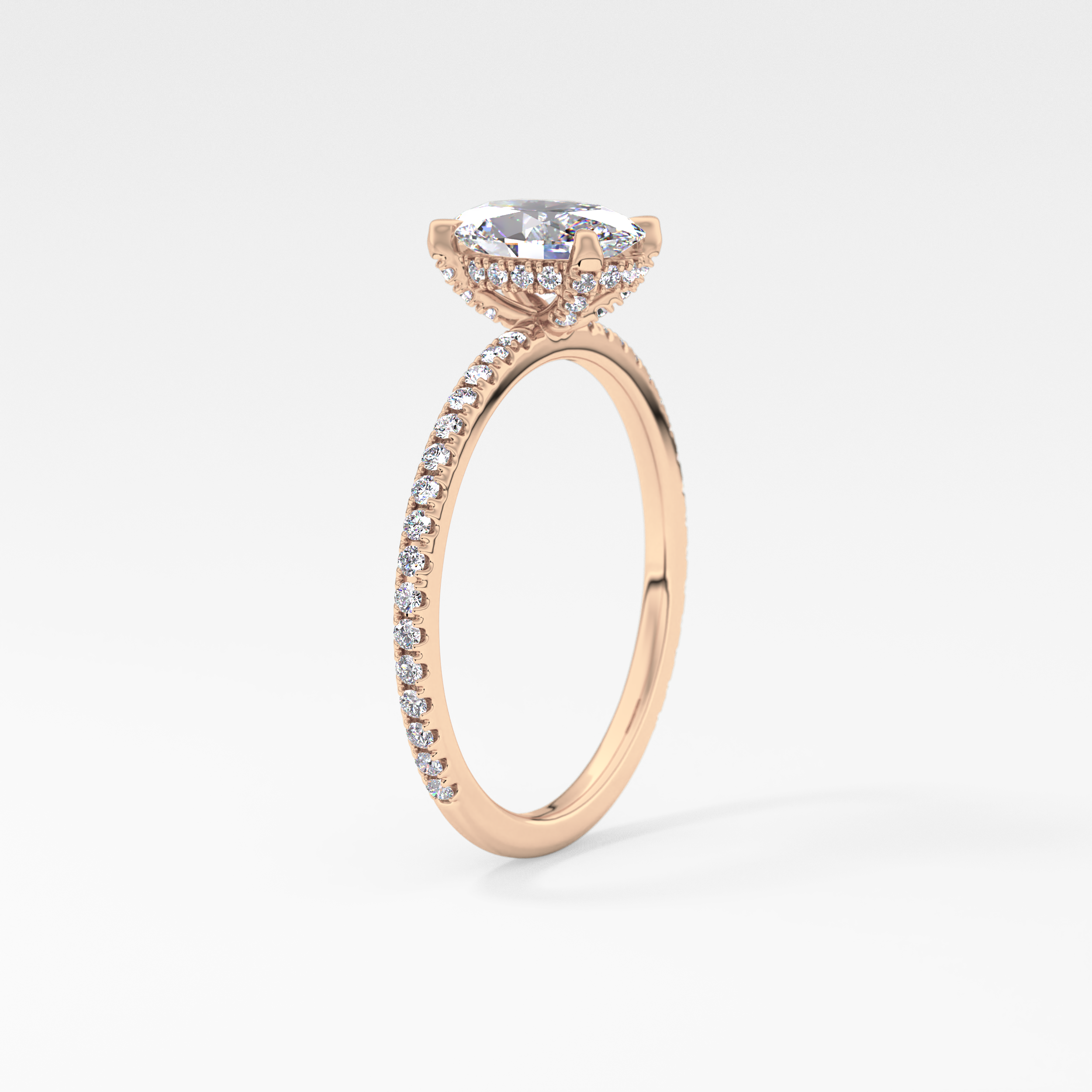 Oval Hidden Halo & Pave Lab Grown Diamond Engagement Ring