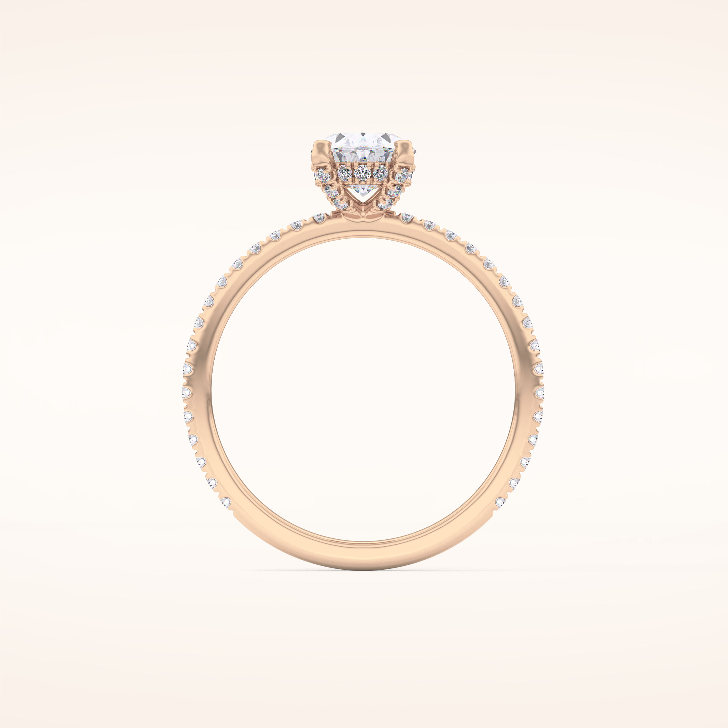 0.93 CT Oval Shaped Hidden Halo & Pave Moissanite Engagement Ring