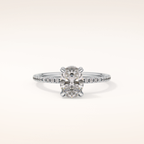 0.93 CT Oval Shaped Hidden Halo & Pave Moissanite Engagement Ring