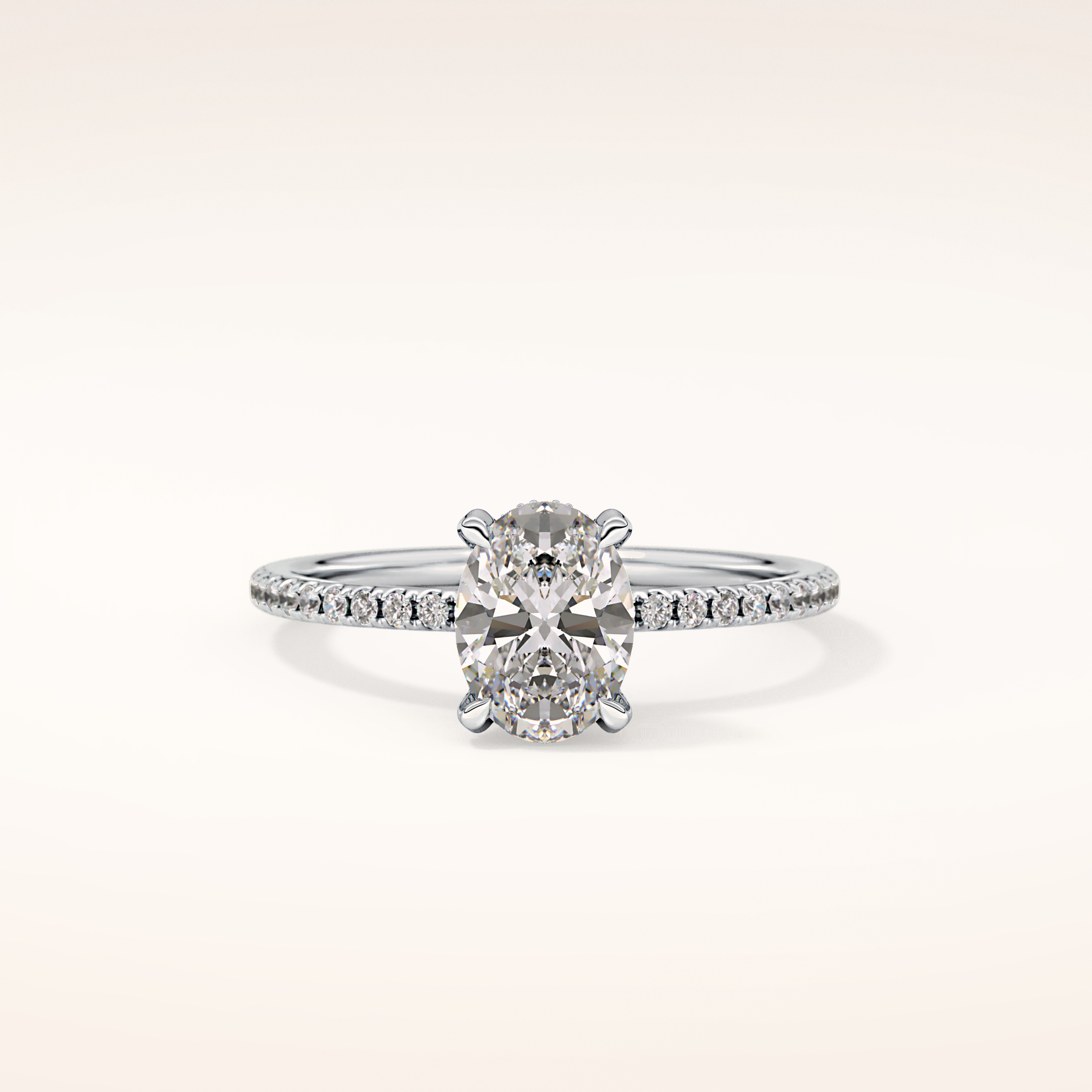 0.93 CT Oval Shaped Hidden Halo & Pave Moissanite Engagement Ring