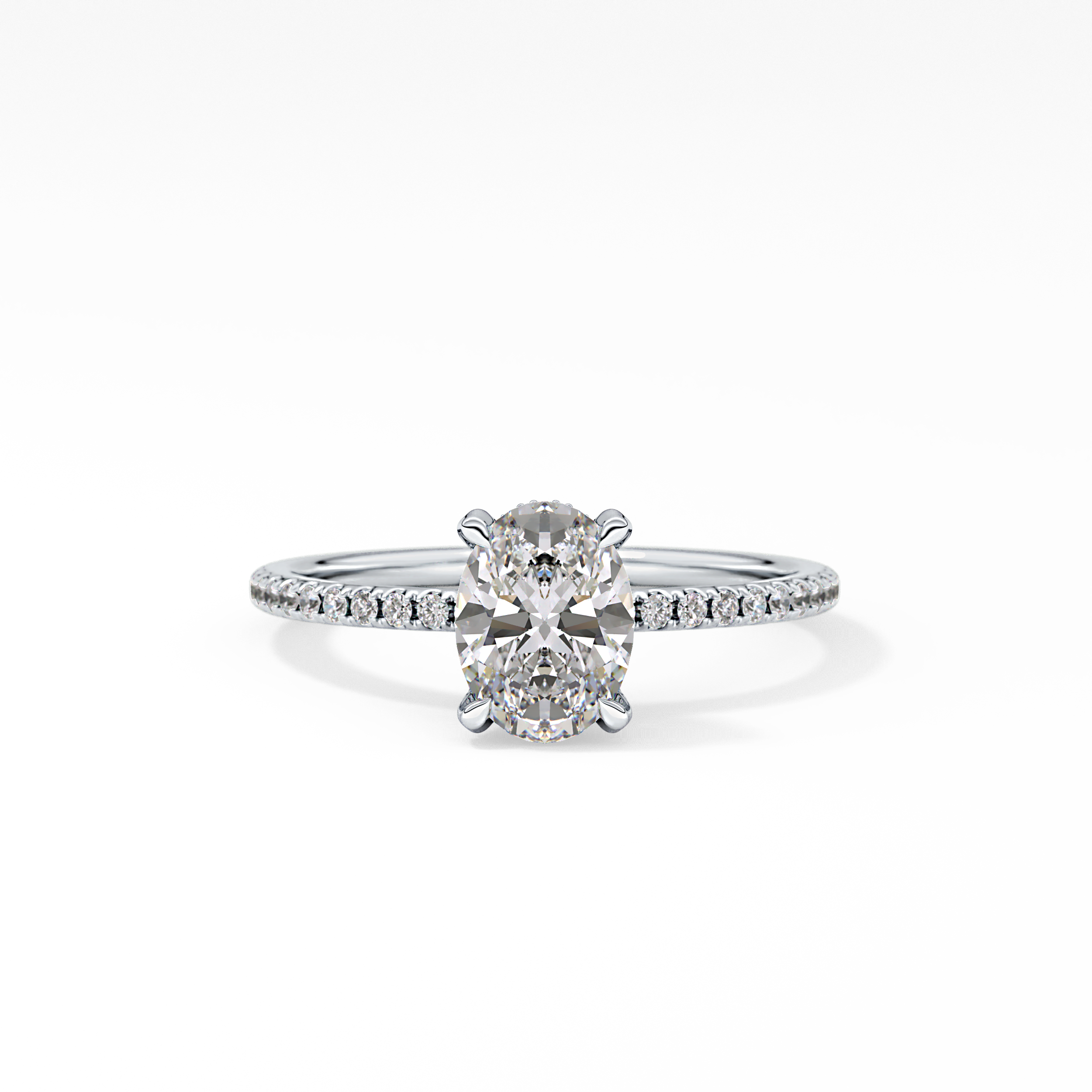 Oval Hidden Halo & Pave Lab Grown Diamond Engagement Ring