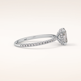 0.93 CT Oval Shaped Hidden Halo & Pave Moissanite Engagement Ring