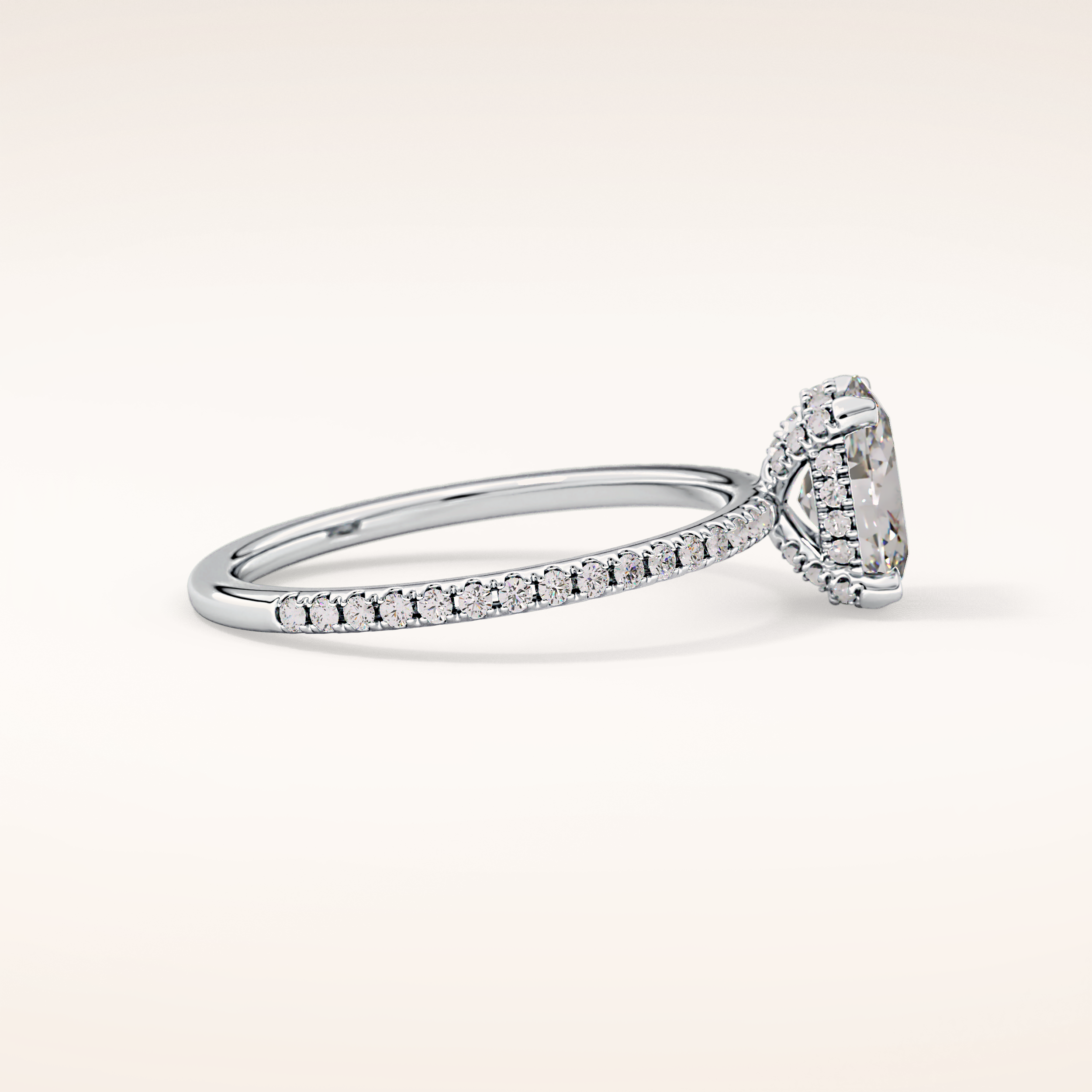 0.93 CT Oval Shaped Hidden Halo & Pave Moissanite Engagement Ring