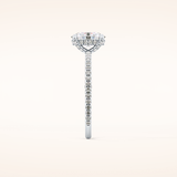 0.93 CT Oval Shaped Hidden Halo & Pave Moissanite Engagement Ring
