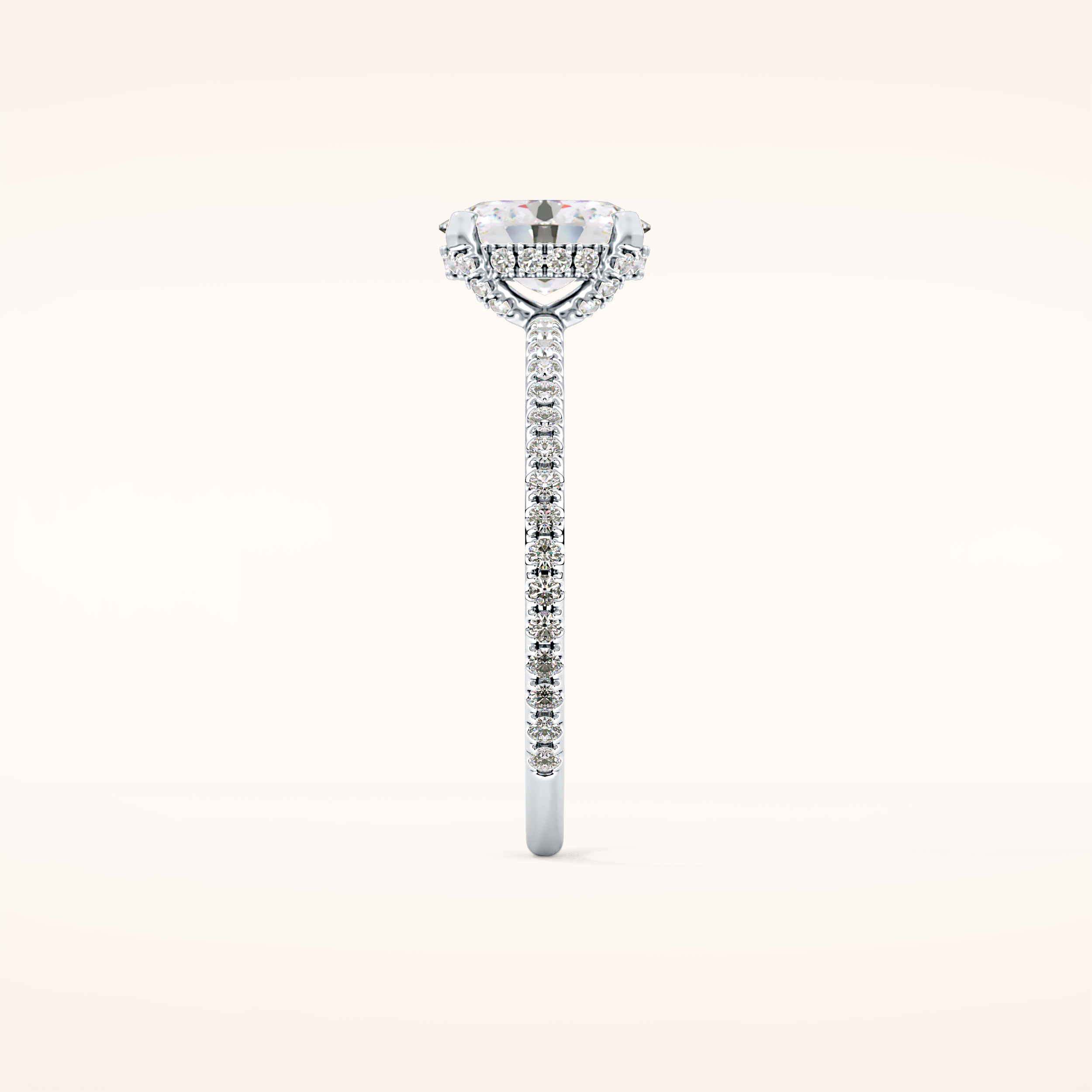 0.93 CT Oval Shaped Hidden Halo & Pave Moissanite Engagement Ring