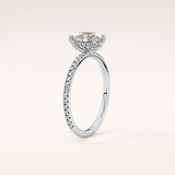 0.93 CT Oval Shaped Hidden Halo & Pave Moissanite Engagement Ring