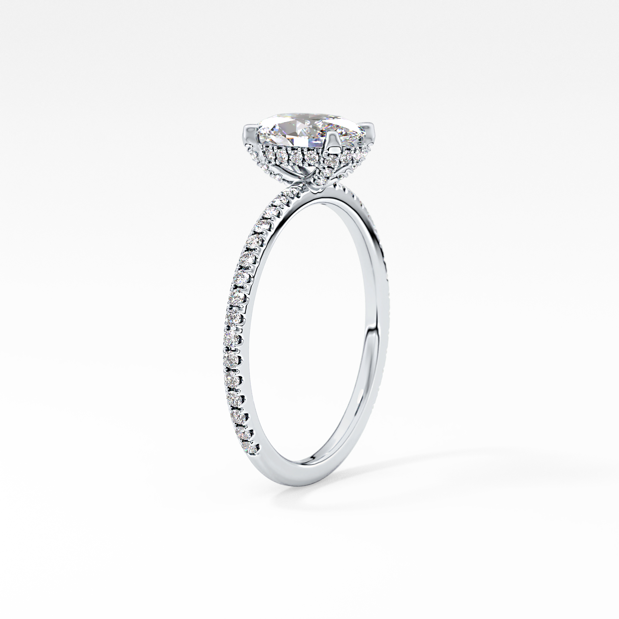 Oval Hidden Halo & Pave Lab Grown Diamond Engagement Ring