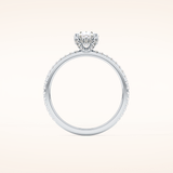 0.93 CT Oval Shaped Hidden Halo & Pave Moissanite Engagement Ring
