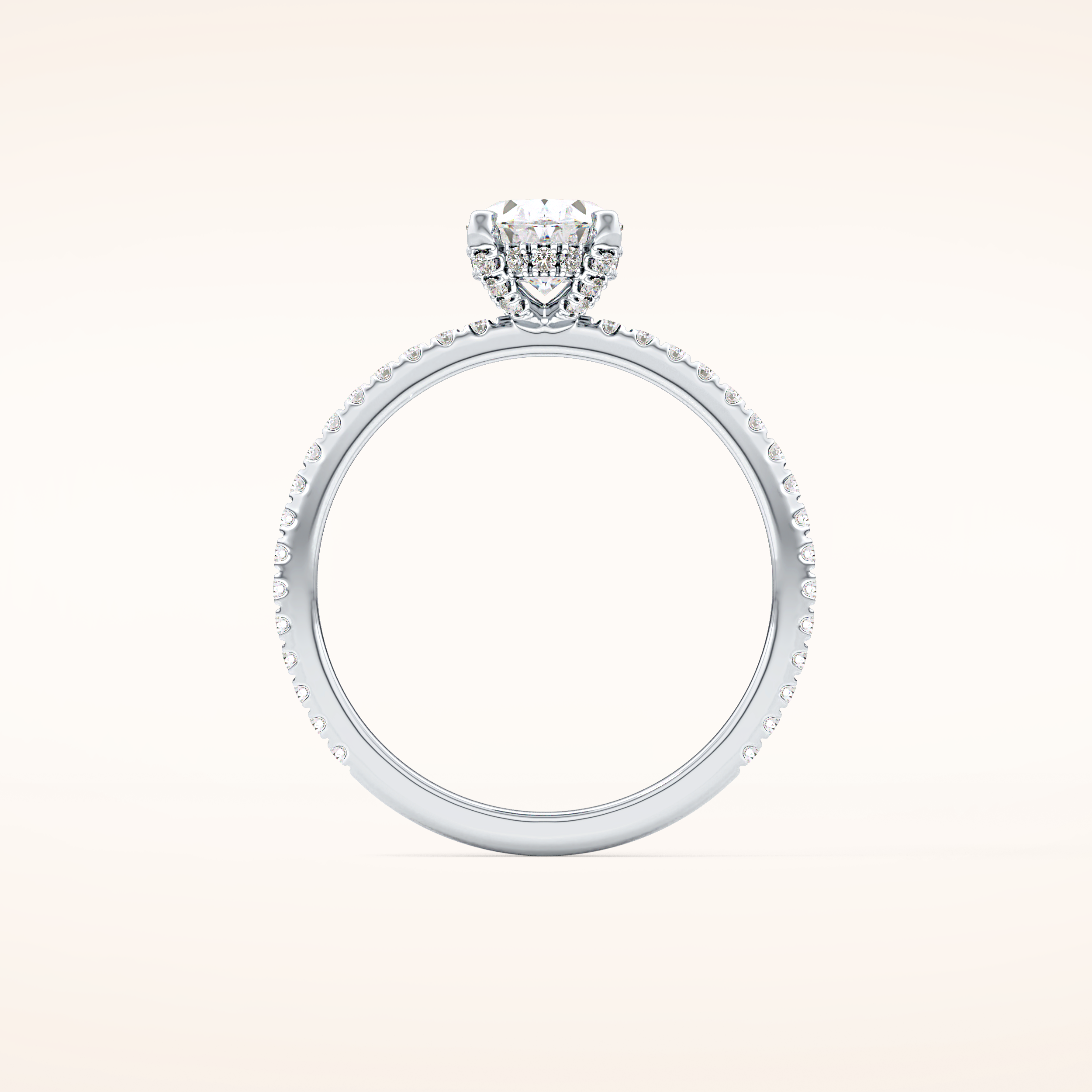 0.93 CT Oval Shaped Hidden Halo & Pave Moissanite Engagement Ring
