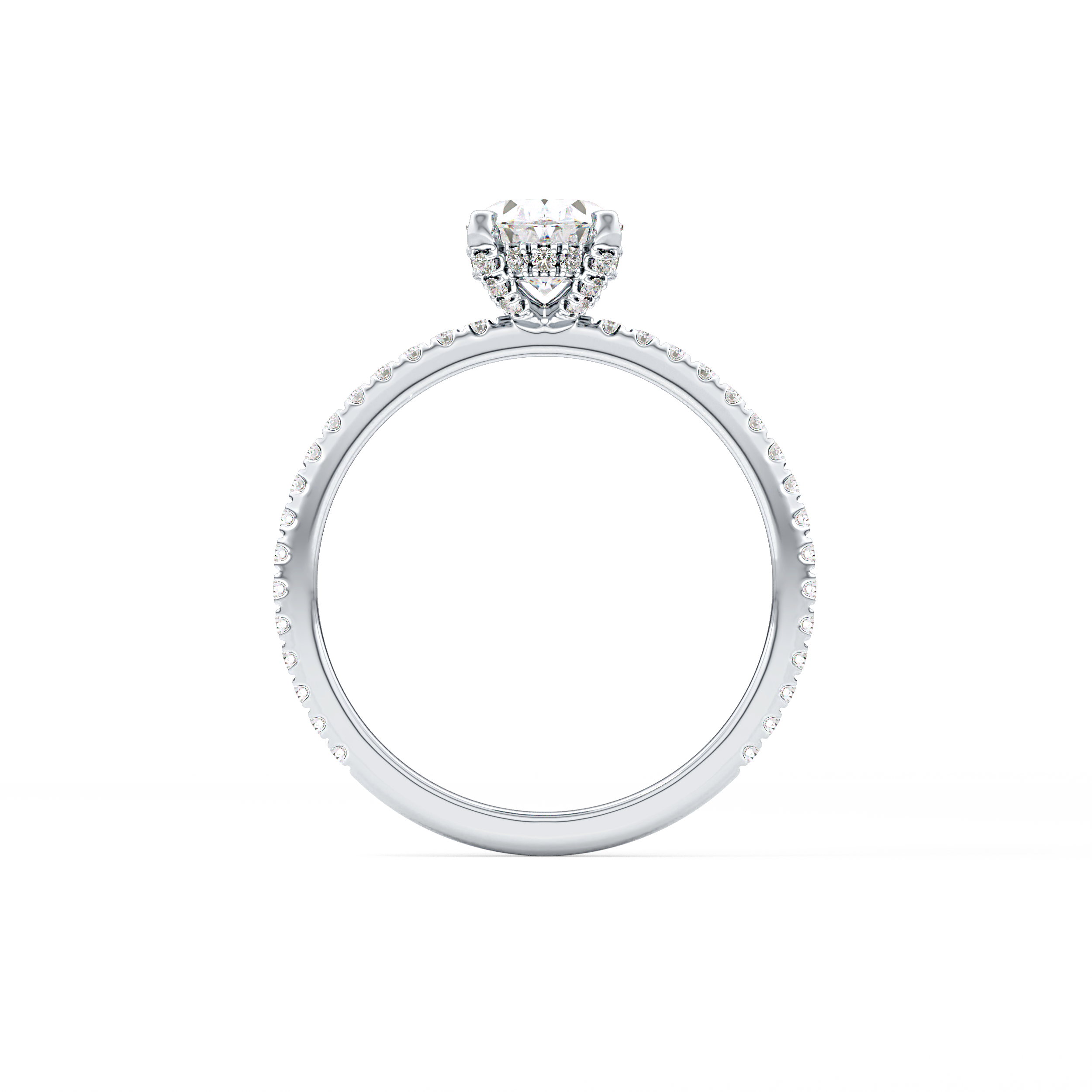 Oval Hidden Halo & Pave Lab Grown Diamond Engagement Ring