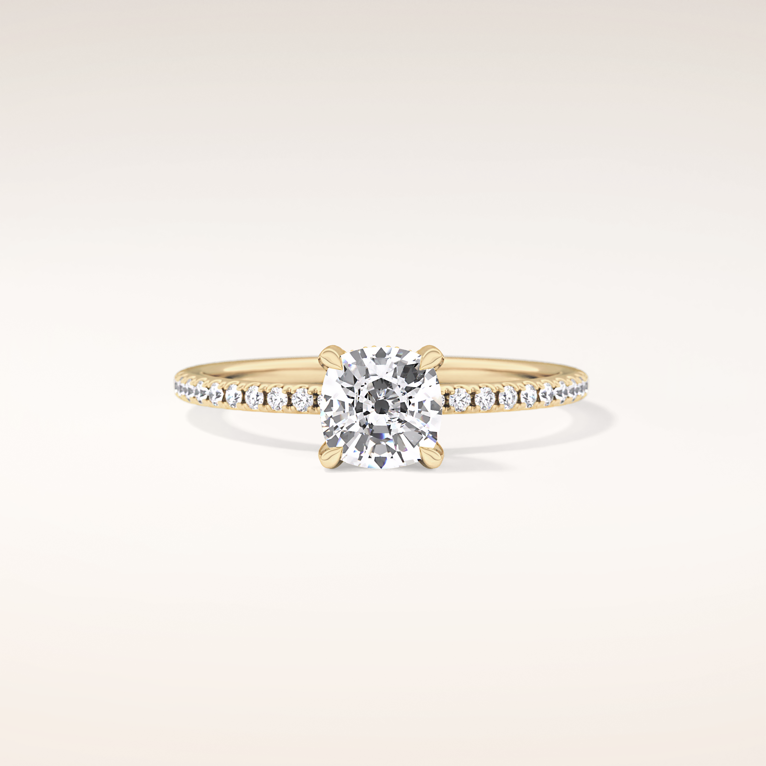 0.95 CT Cushion Shaped Hidden Halo & Pave Moissanite Engagement Ring