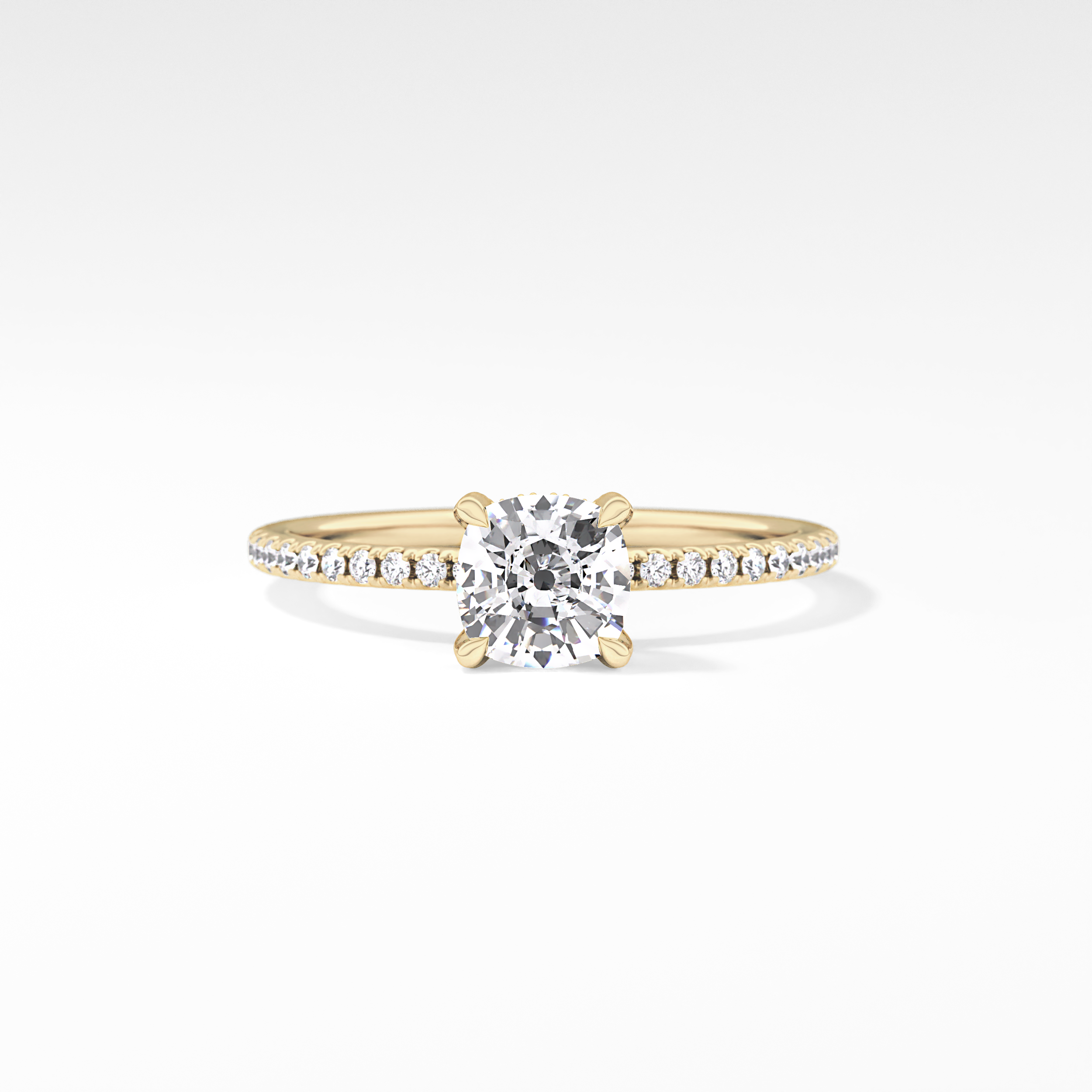 Cushion Hiiden Halo & Pave Lab Grown Diamond Engagement Ring