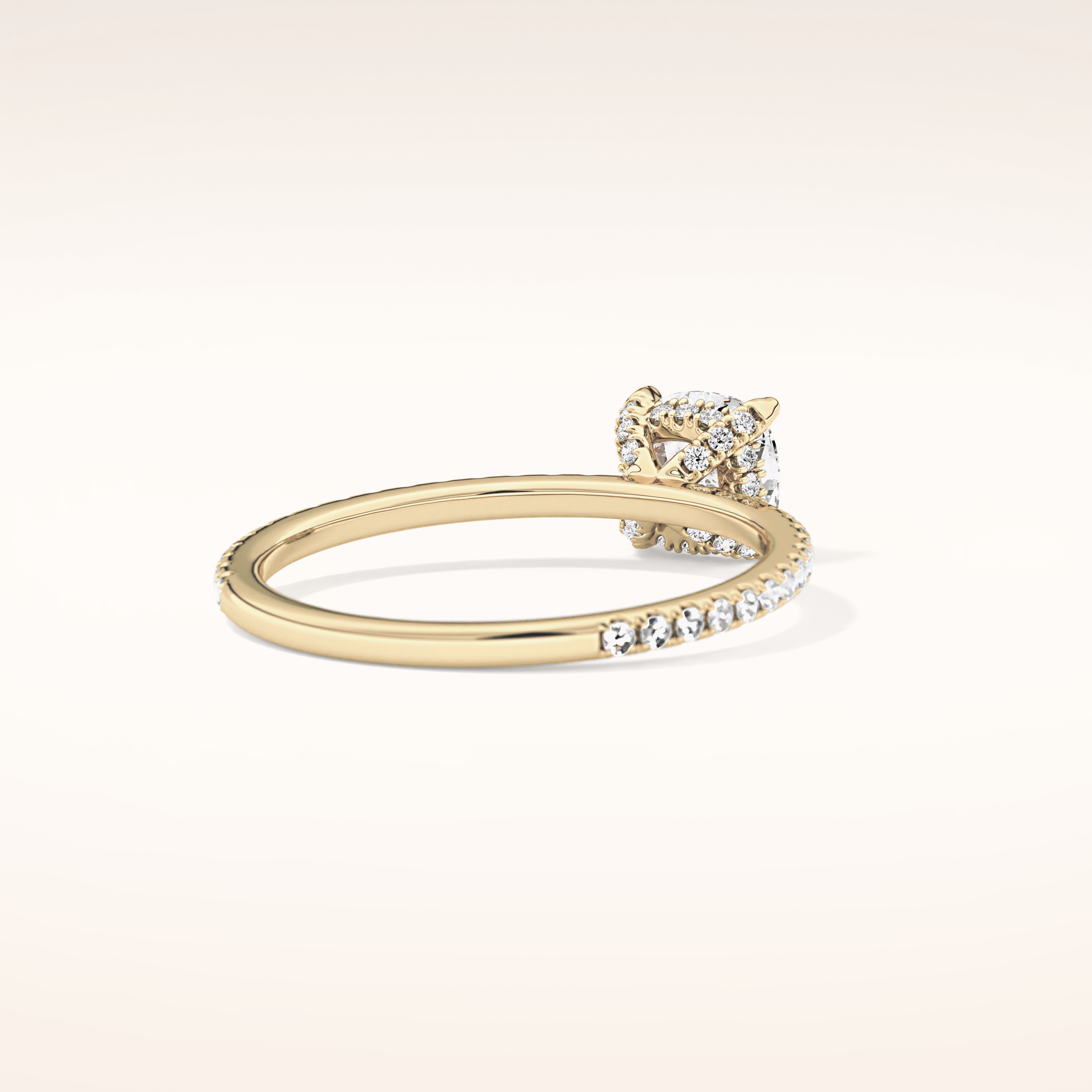 0.95 CT Cushion Shaped Hidden Halo & Pave Moissanite Engagement Ring