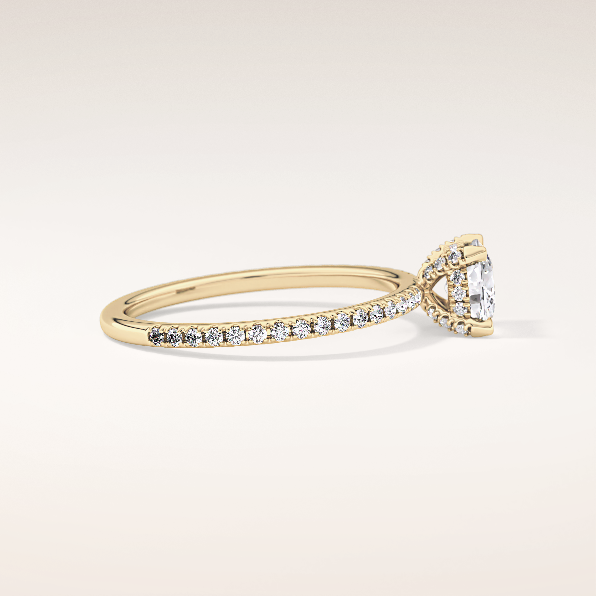 0.95 CT Cushion Shaped Hidden Halo & Pave Moissanite Engagement Ring