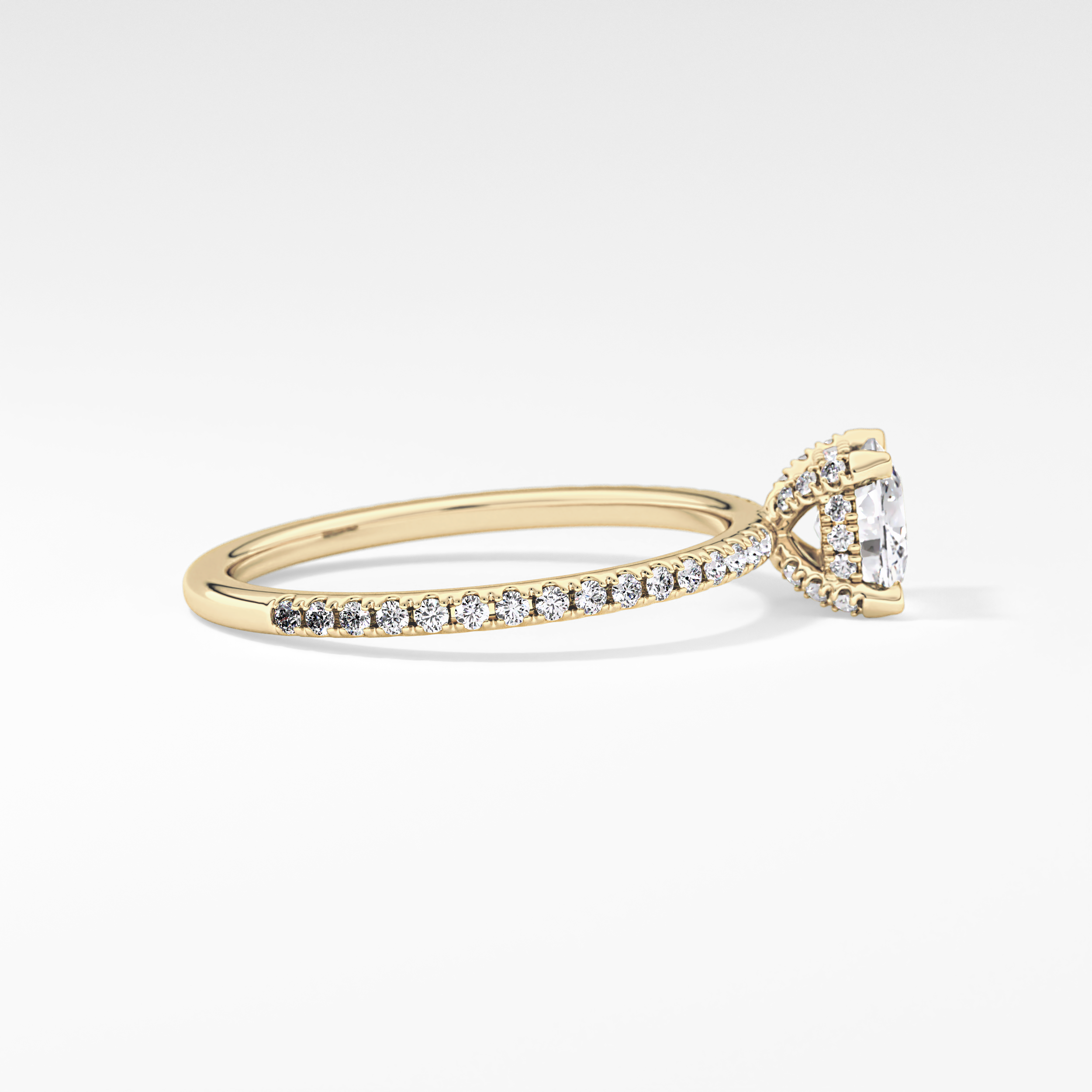 Cushion Hiiden Halo & Pave Lab Grown Diamond Engagement Ring