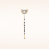 0.95 CT Cushion Shaped Hidden Halo & Pave Moissanite Engagement Ring