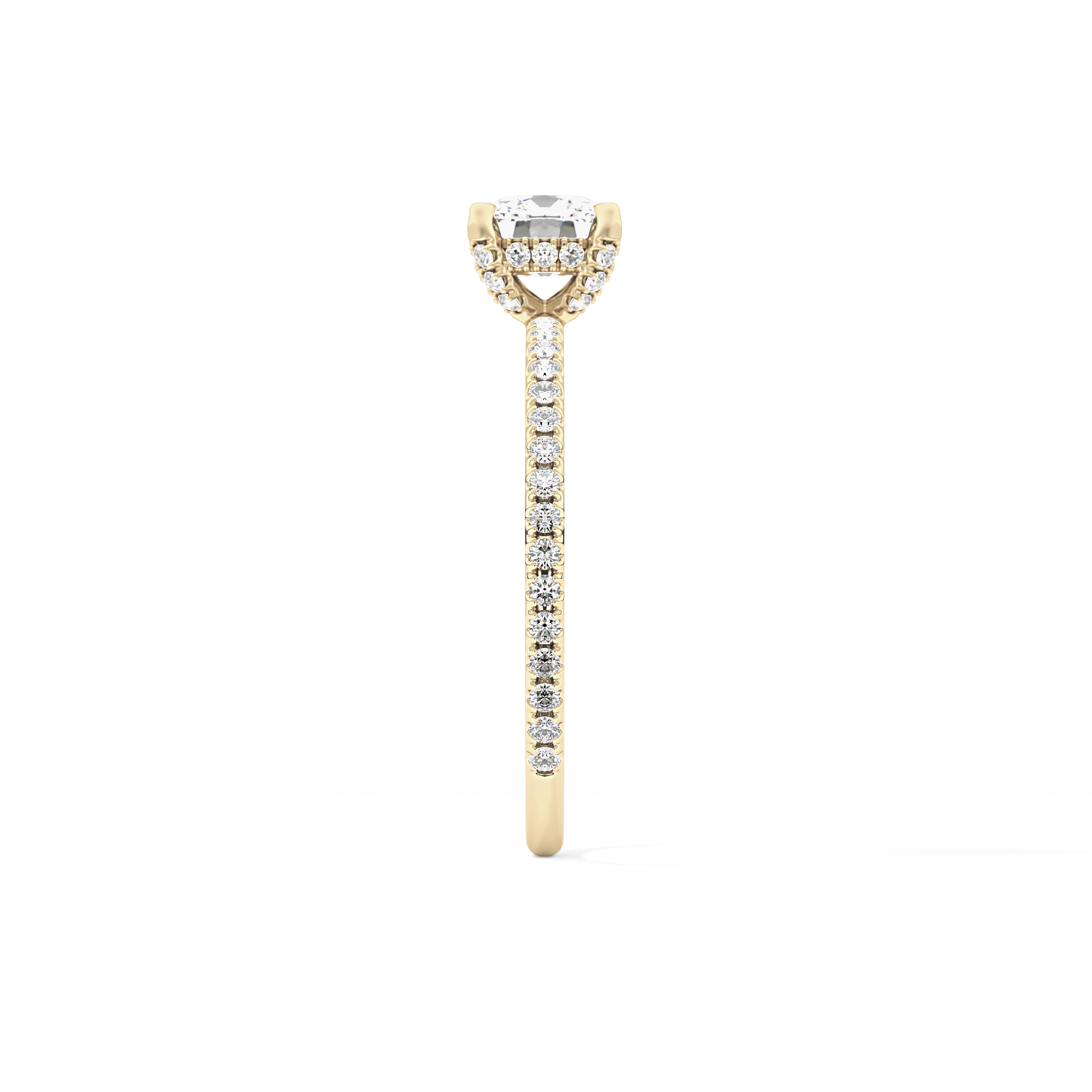 Cushion Hiiden Halo & Pave Lab Grown Diamond Engagement Ring