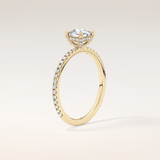 0.95 CT Cushion Shaped Hidden Halo & Pave Moissanite Engagement Ring