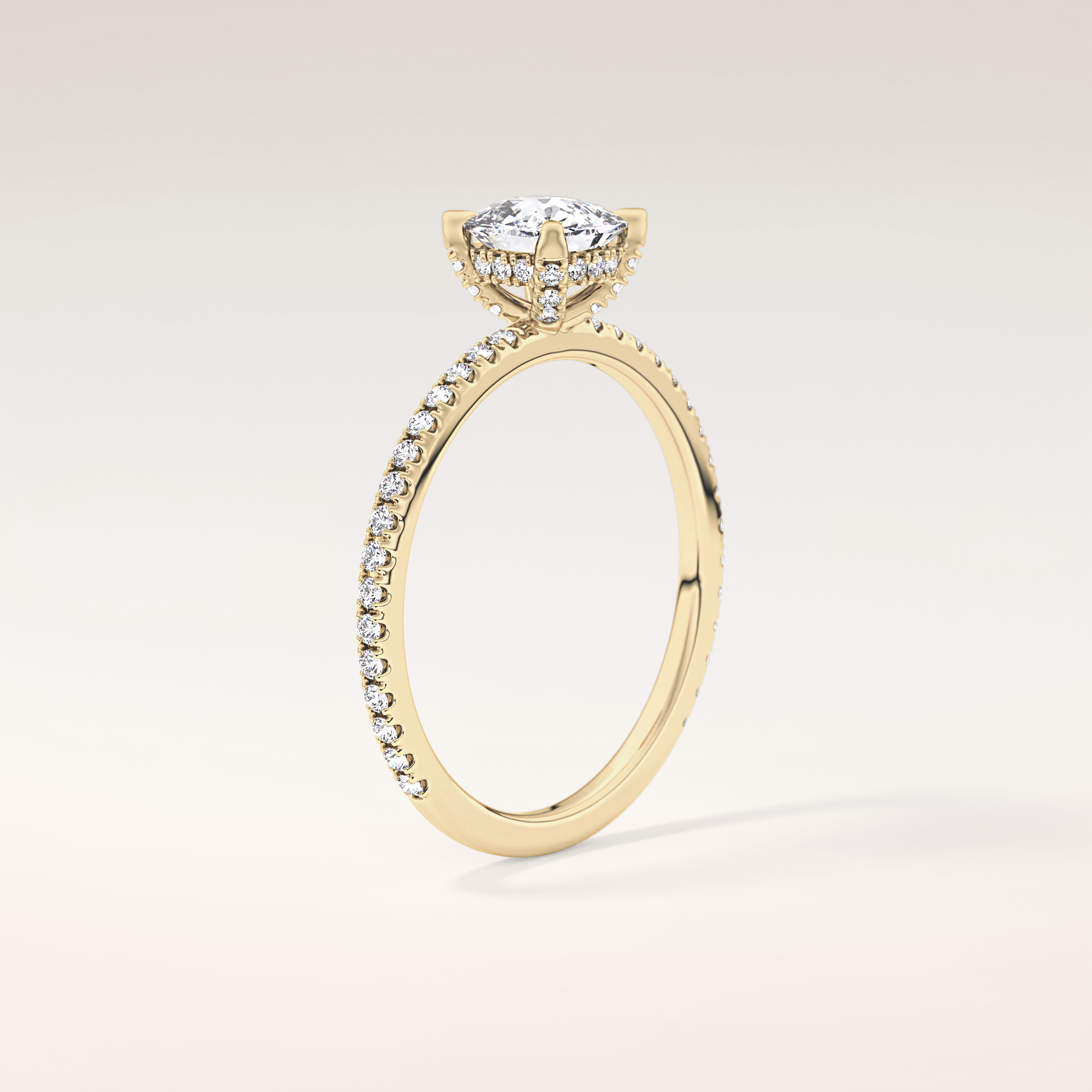 0.95 CT Cushion Shaped Hidden Halo & Pave Moissanite Engagement Ring