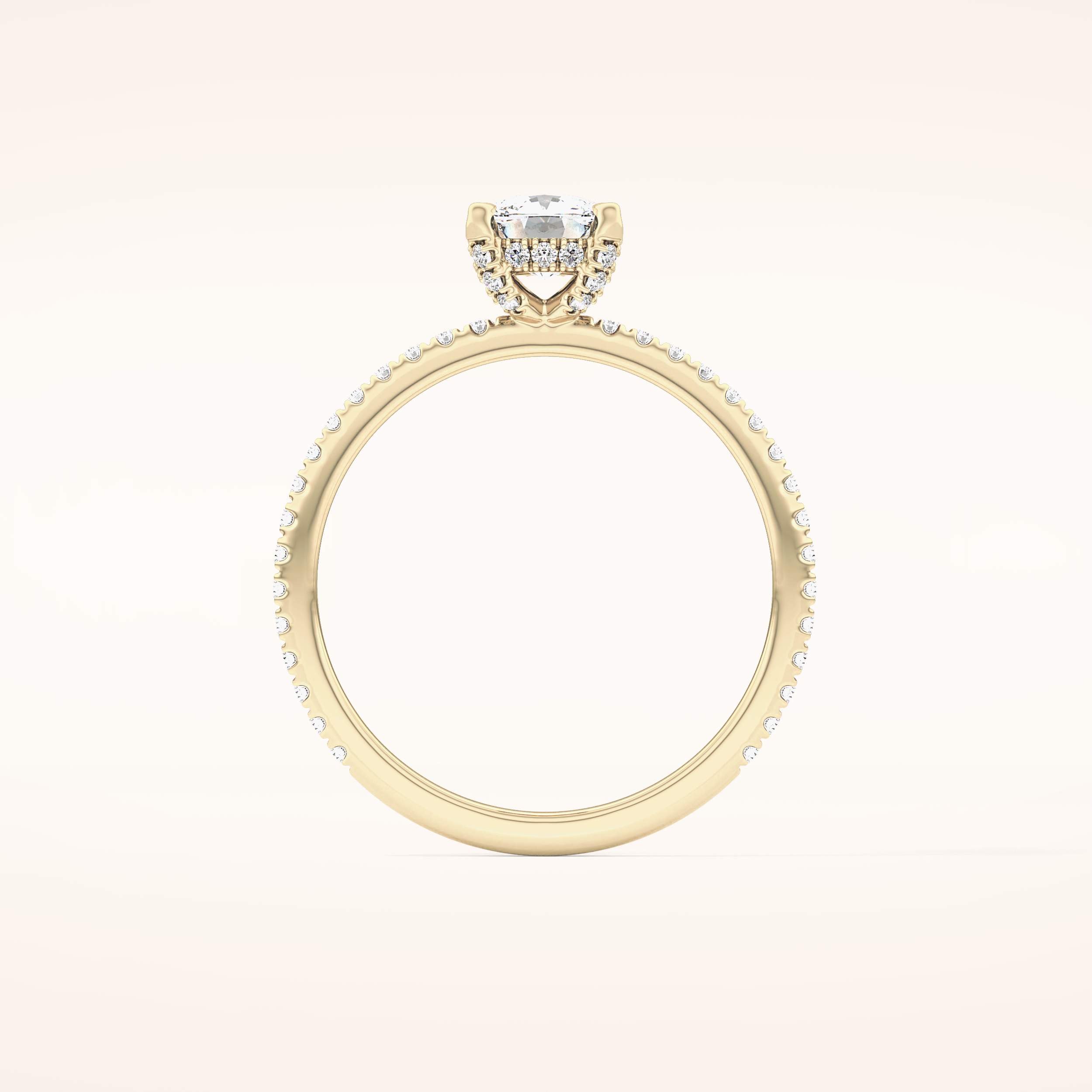 0.95 CT Cushion Shaped Hidden Halo & Pave Moissanite Engagement Ring