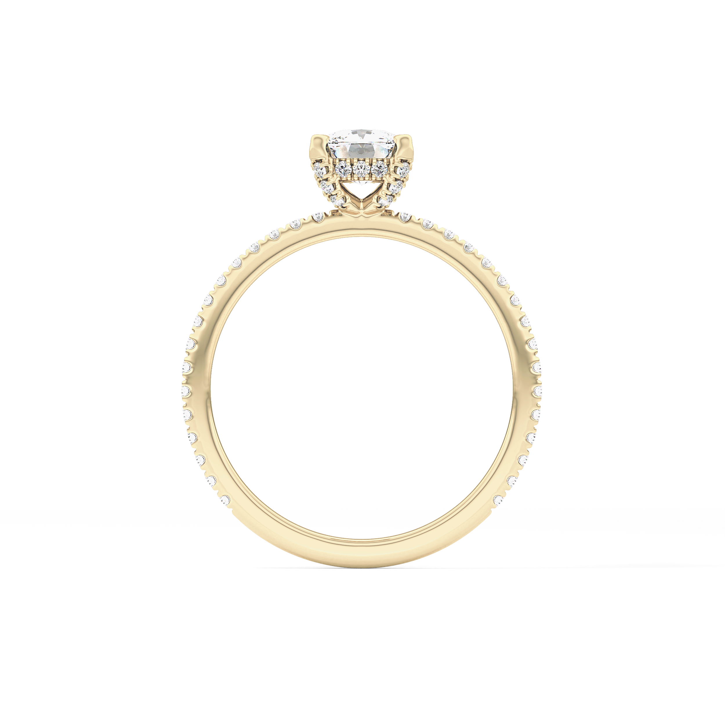 Cushion Hiiden Halo & Pave Lab Grown Diamond Engagement Ring