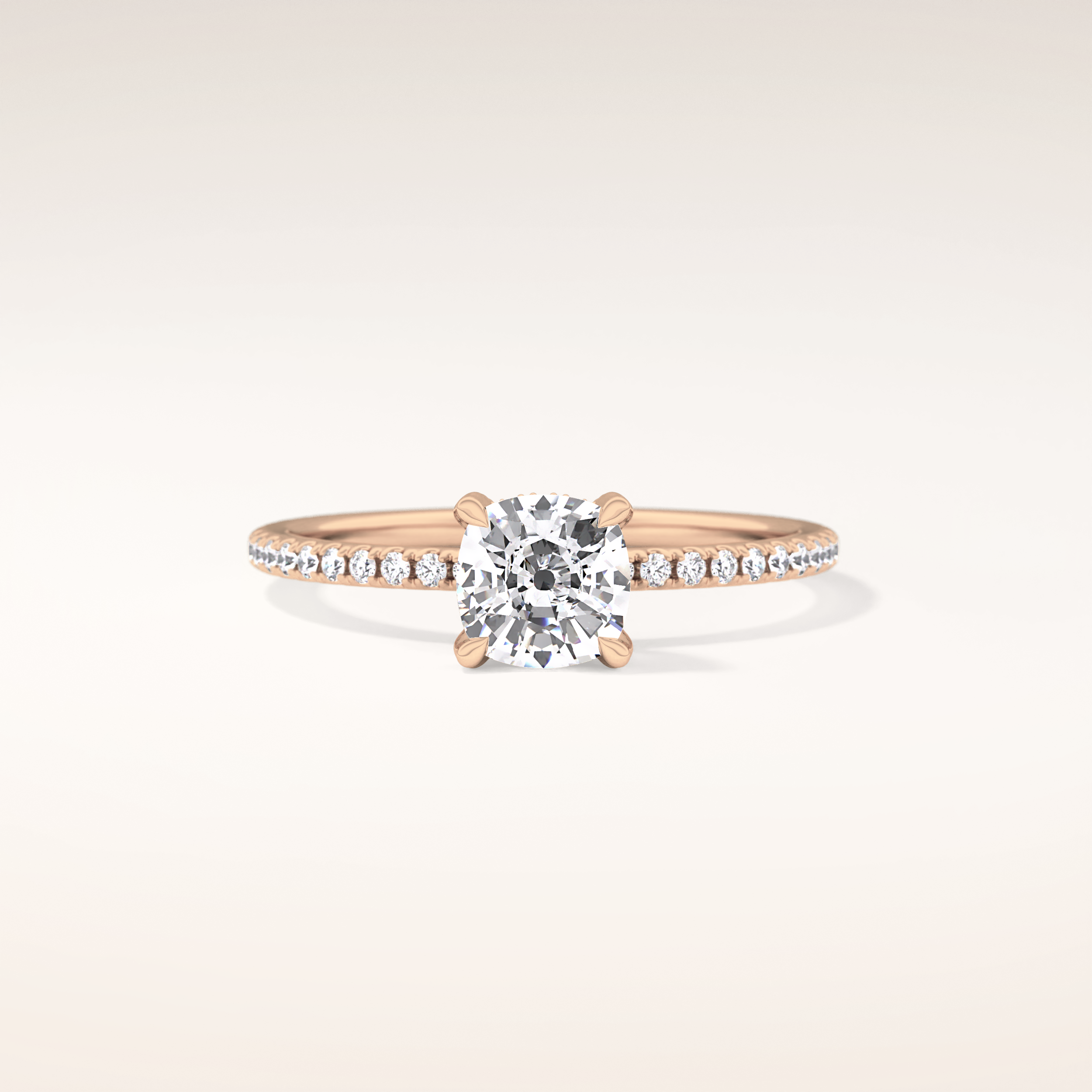 0.95 CT Cushion Shaped Hidden Halo & Pave Moissanite Engagement Ring