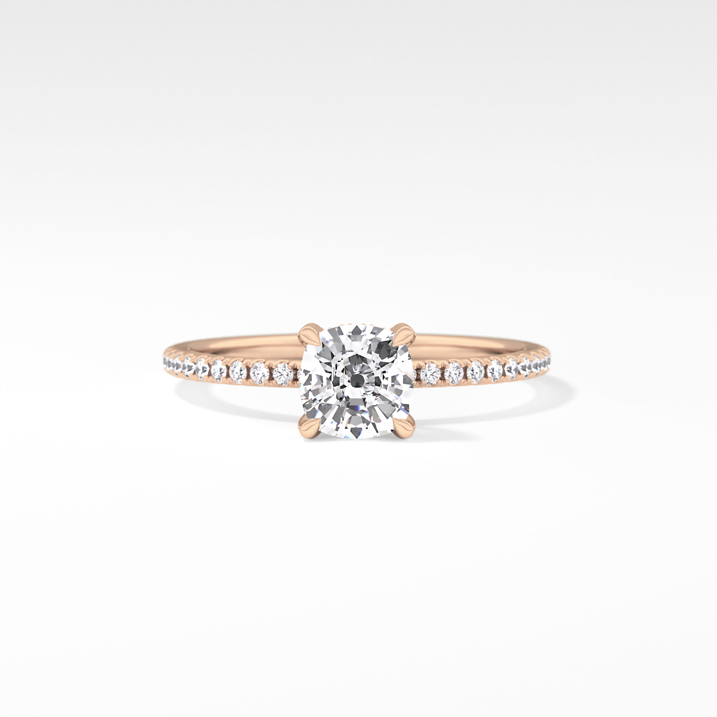 Cushion Hiiden Halo & Pave Lab Grown Diamond Engagement Ring
