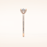 0.95 CT Cushion Shaped Hidden Halo & Pave Moissanite Engagement Ring