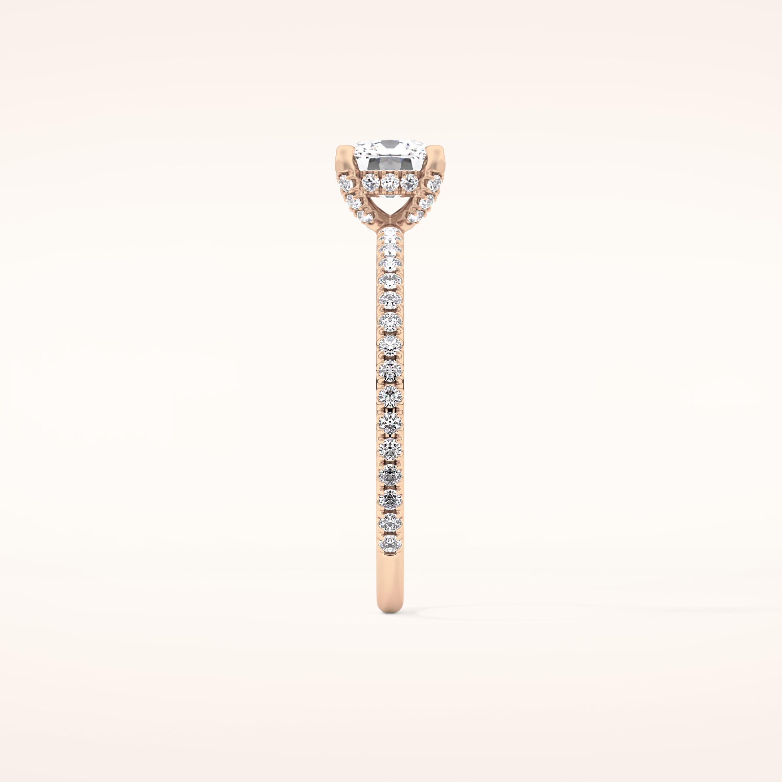 0.95 CT Cushion Shaped Hidden Halo & Pave Moissanite Engagement Ring