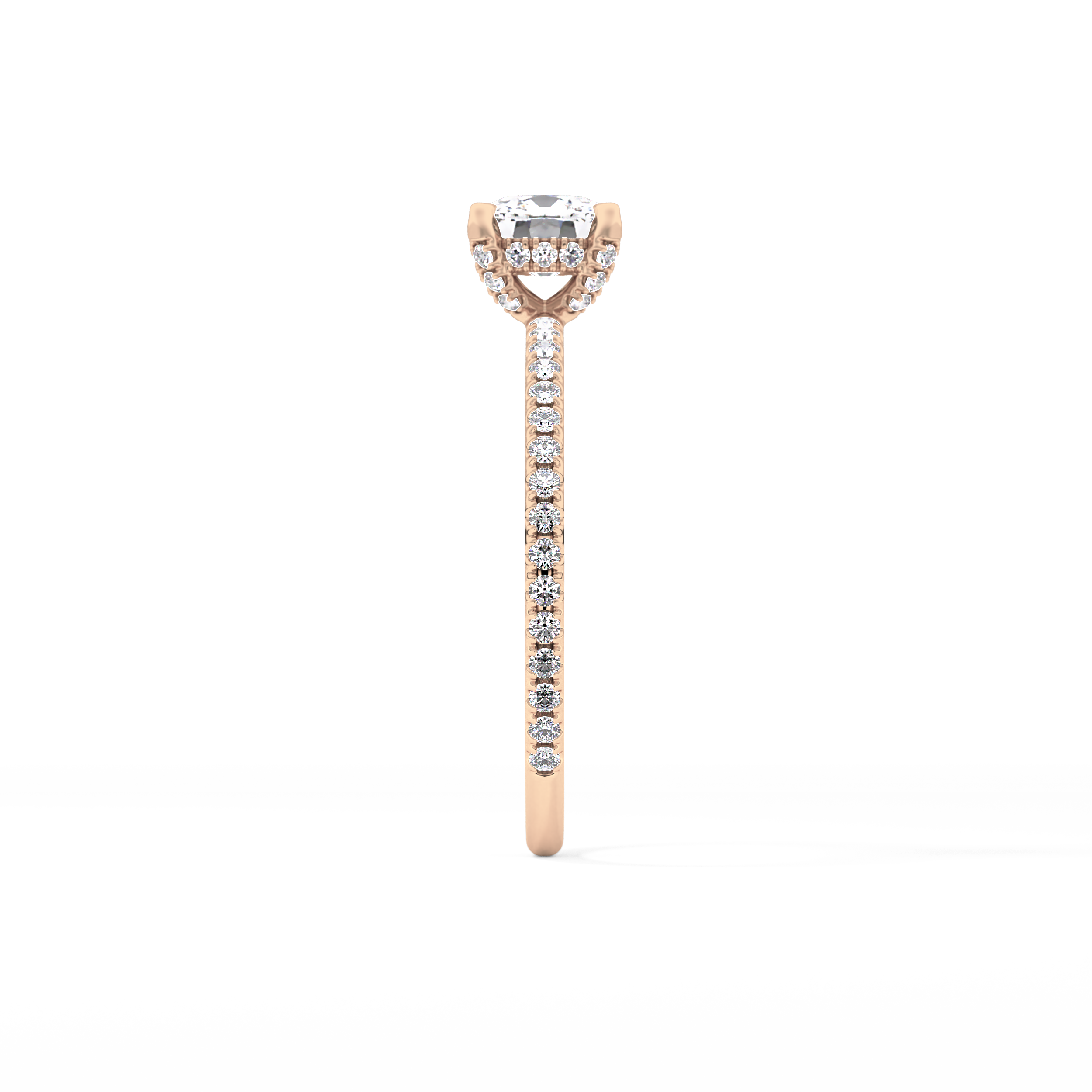 Cushion Hiiden Halo & Pave Lab Grown Diamond Engagement Ring