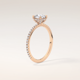 0.95 CT Cushion Shaped Hidden Halo & Pave Moissanite Engagement Ring