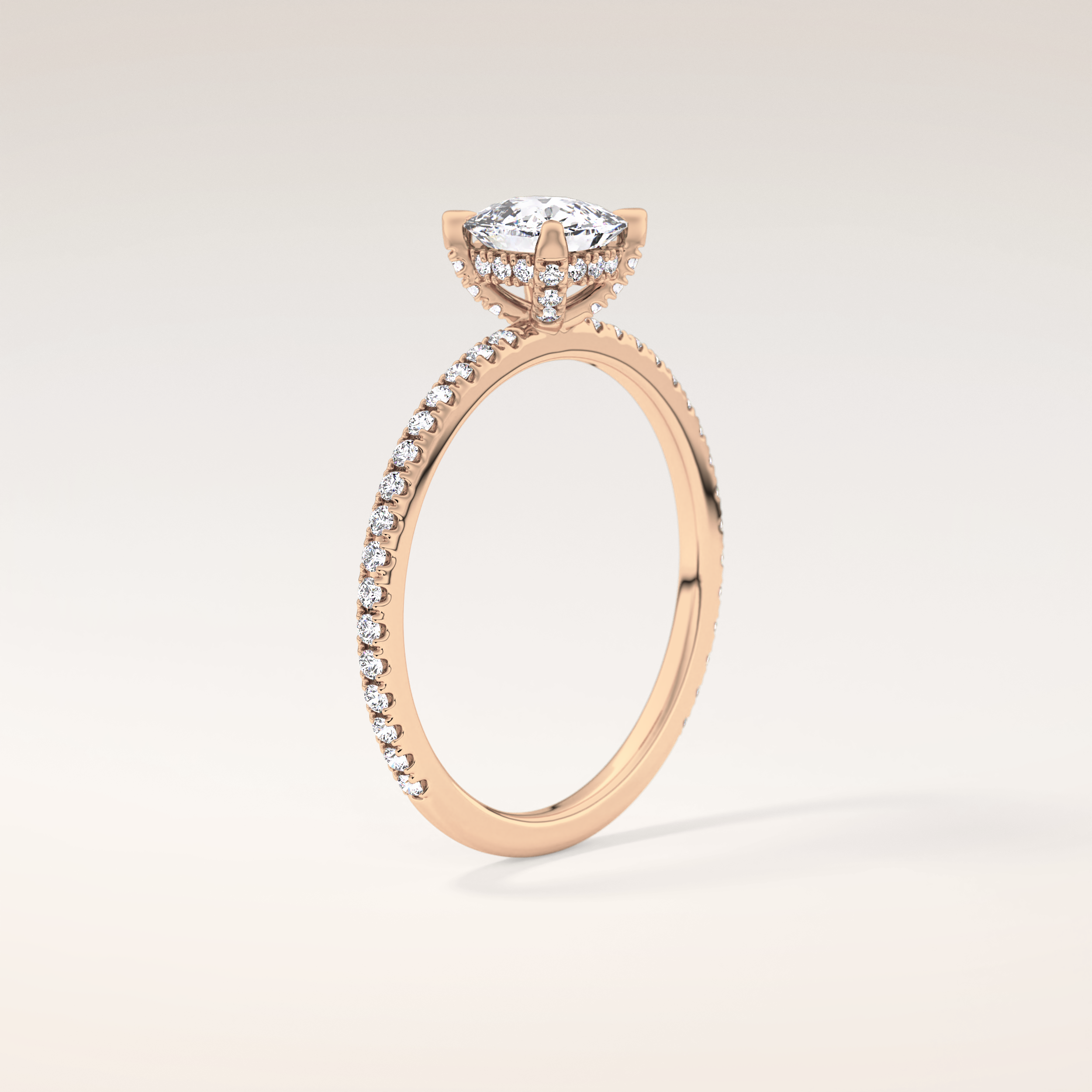 0.95 CT Cushion Shaped Hidden Halo & Pave Moissanite Engagement Ring