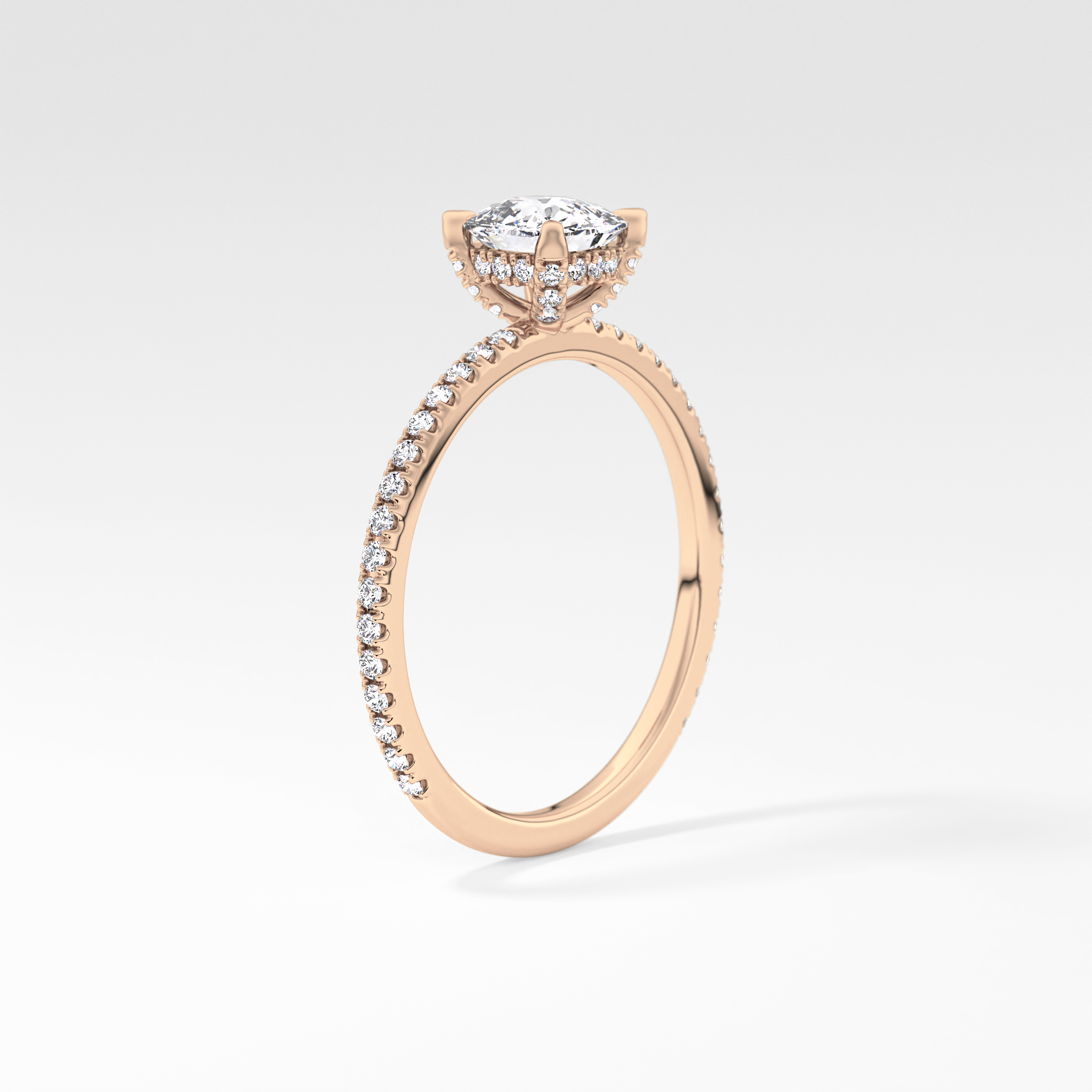 Cushion Hiiden Halo & Pave Lab Grown Diamond Engagement Ring