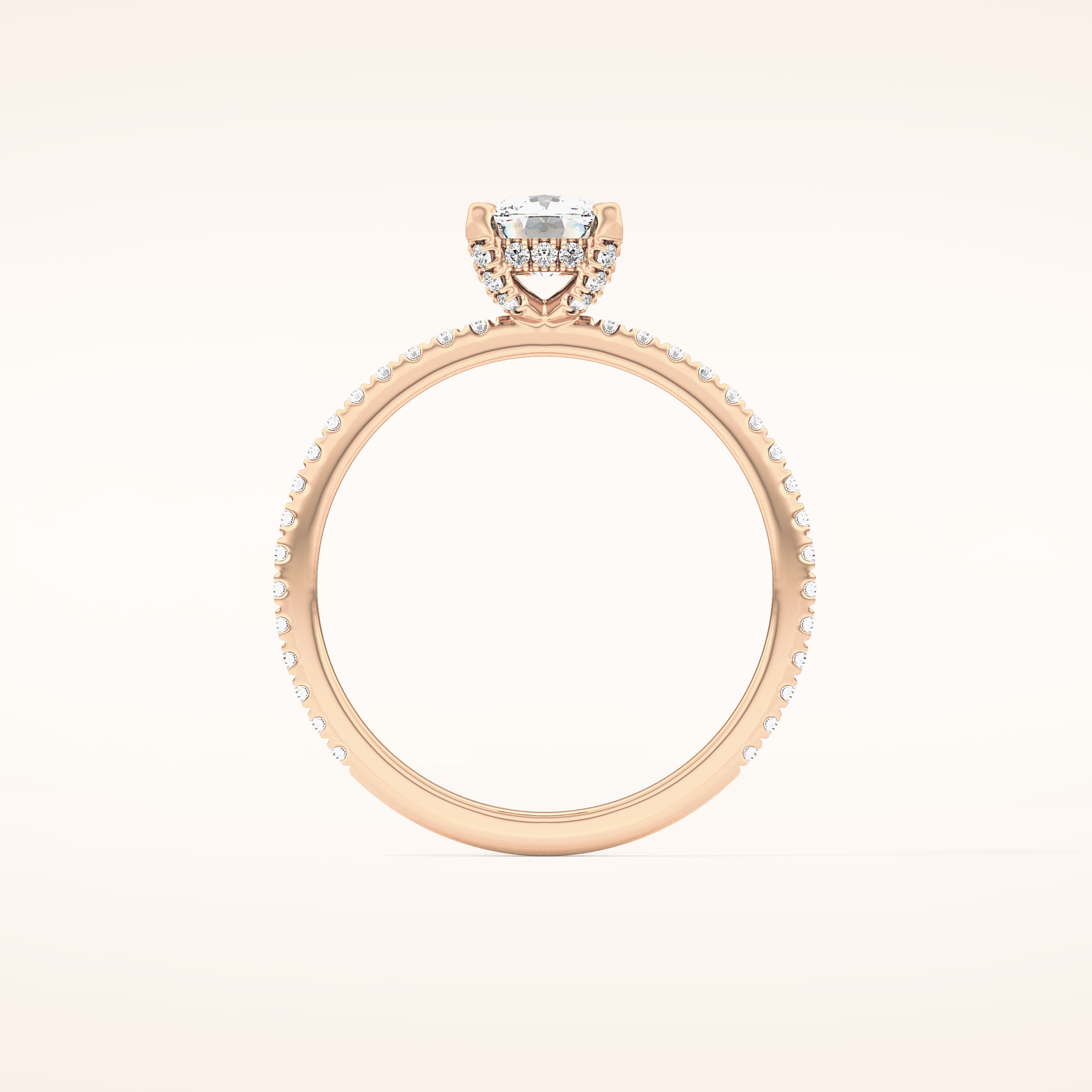 0.95 CT Cushion Shaped Hidden Halo & Pave Moissanite Engagement Ring